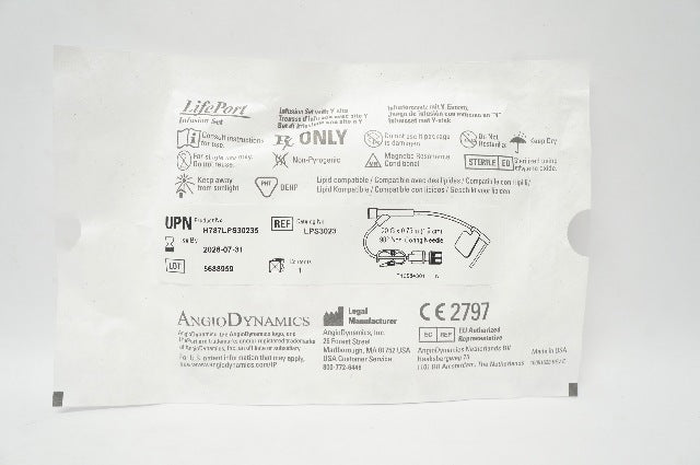 Lifeport Maps AngioDynamics LPS3032 LifePort Infusion Set w/Y-site 20G x 0.75 inch