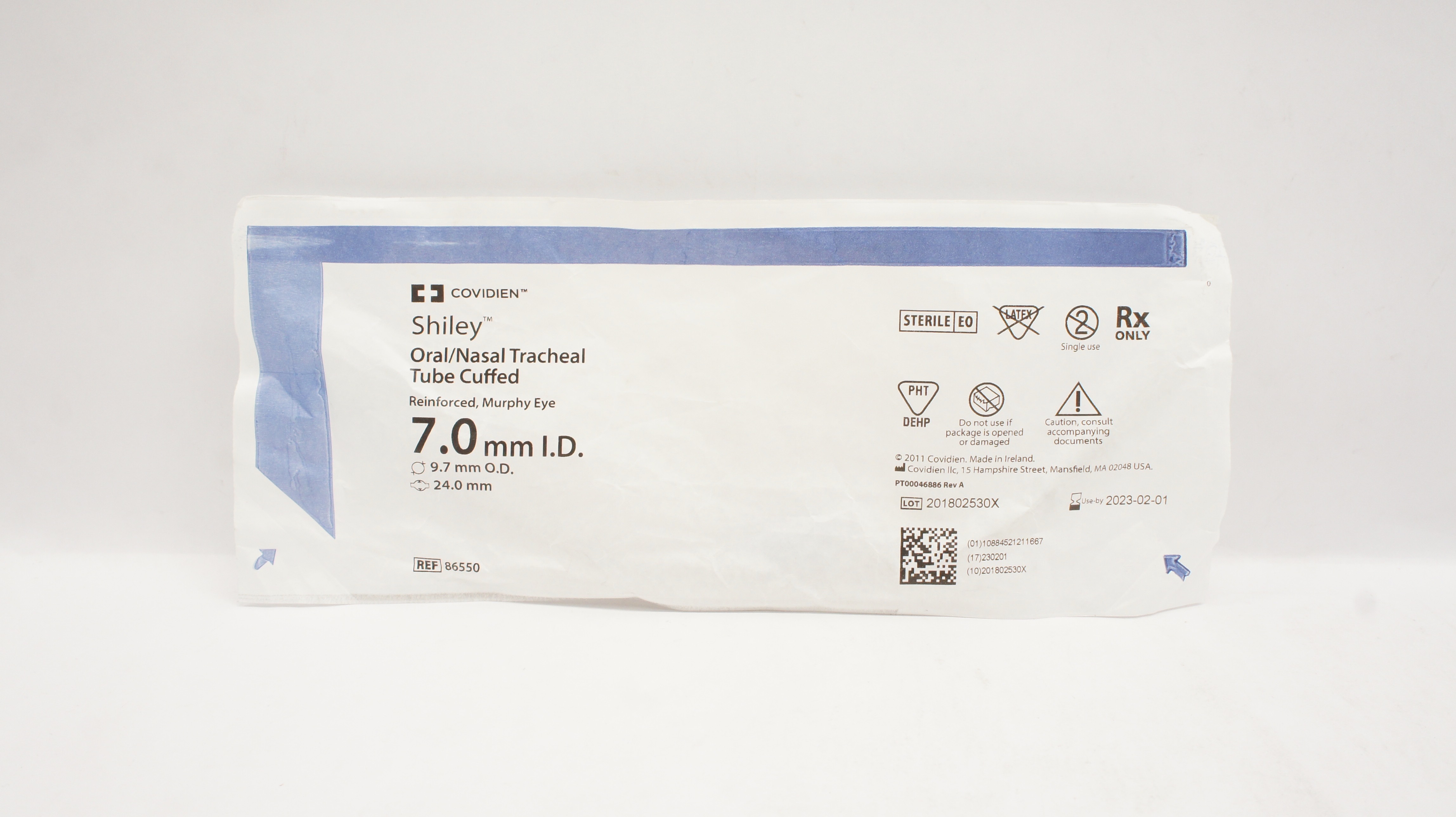 Covidien 86550 Shiley Oral/Nasal Tracheal Tube Cuffed 7.0 ID x 9.7mm OD x 24.0mm(x)