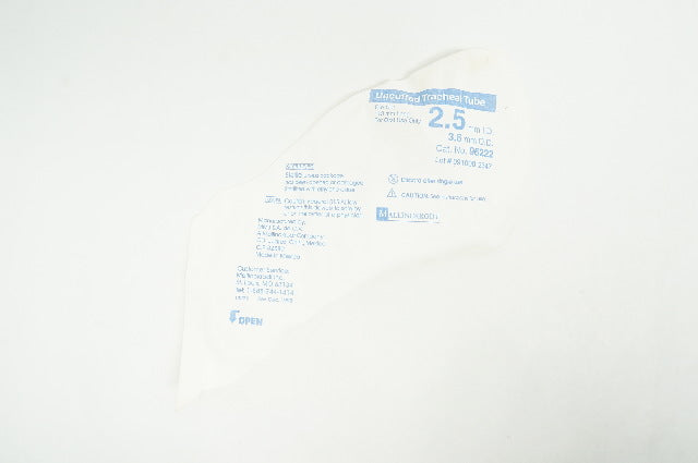 Mallinckrodt 96222 Uncuffed Tracheal Tube 2.5 mm I.D. x 3.6 mm O.D.