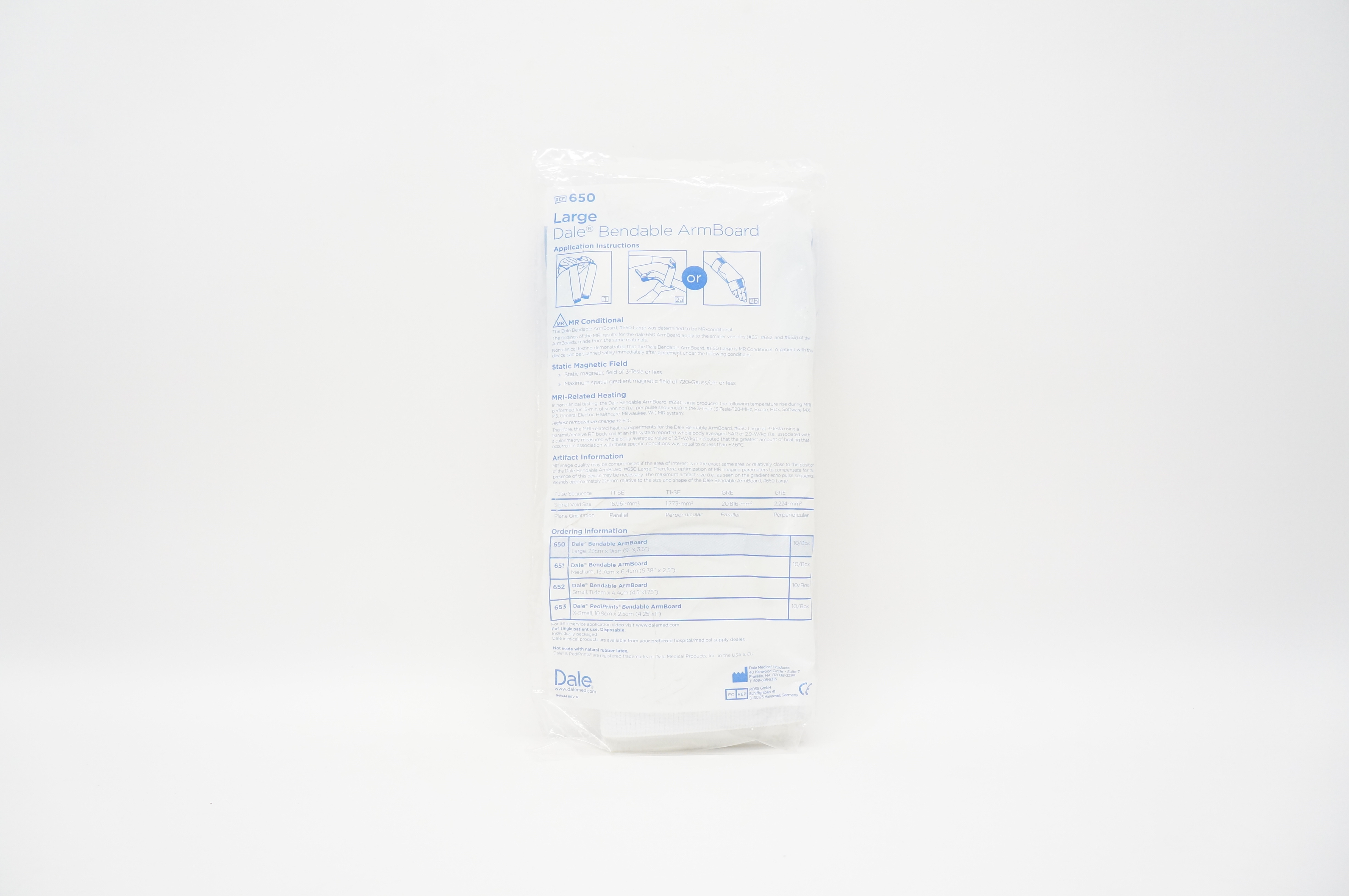 Dale 650 Bendable ArmBoard Large 9inch x 3.5inch (x)