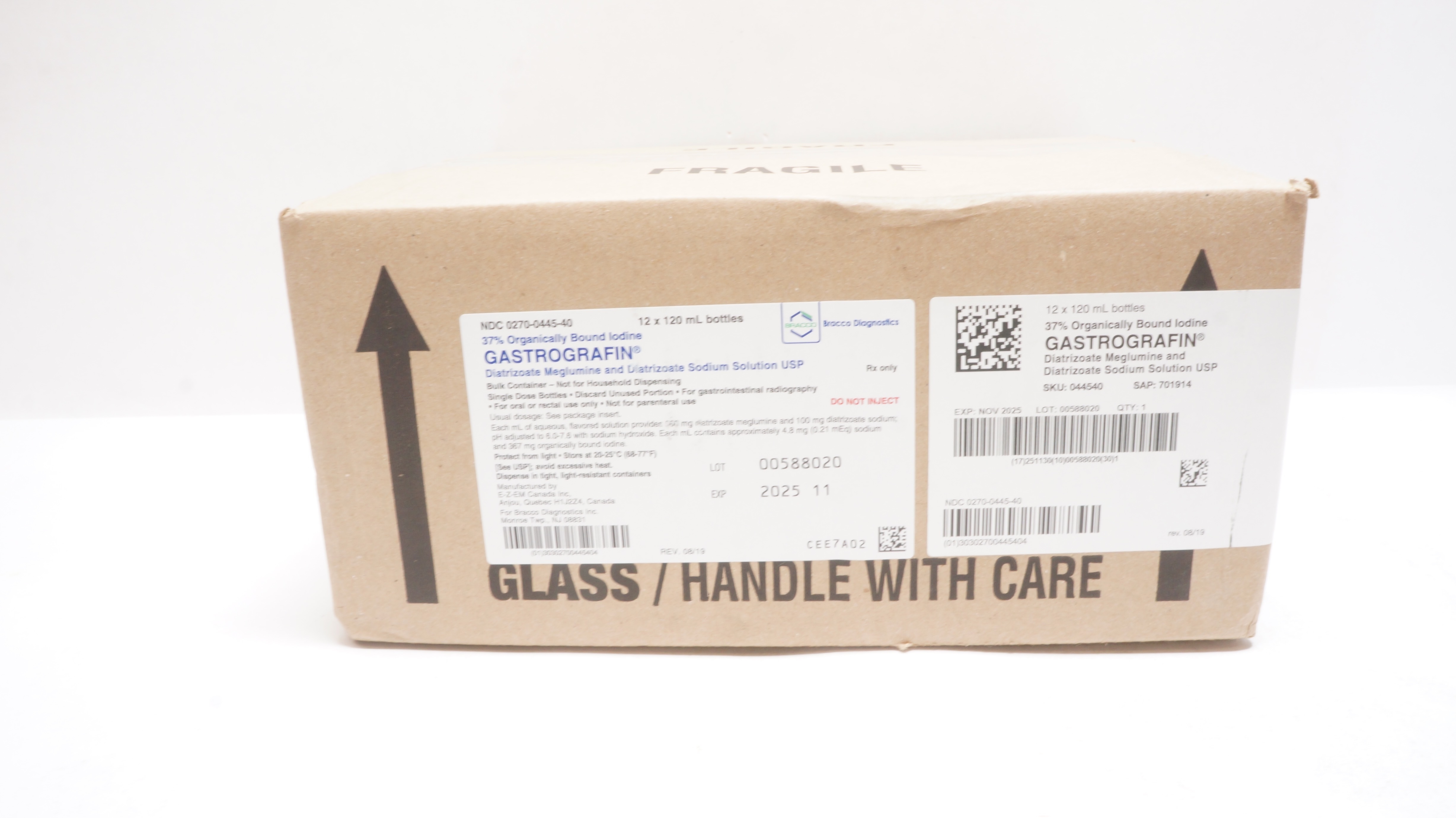 Bracco Diagnostics 0270044540 Gastrografin Dialtrizoate 120mL Box of 12