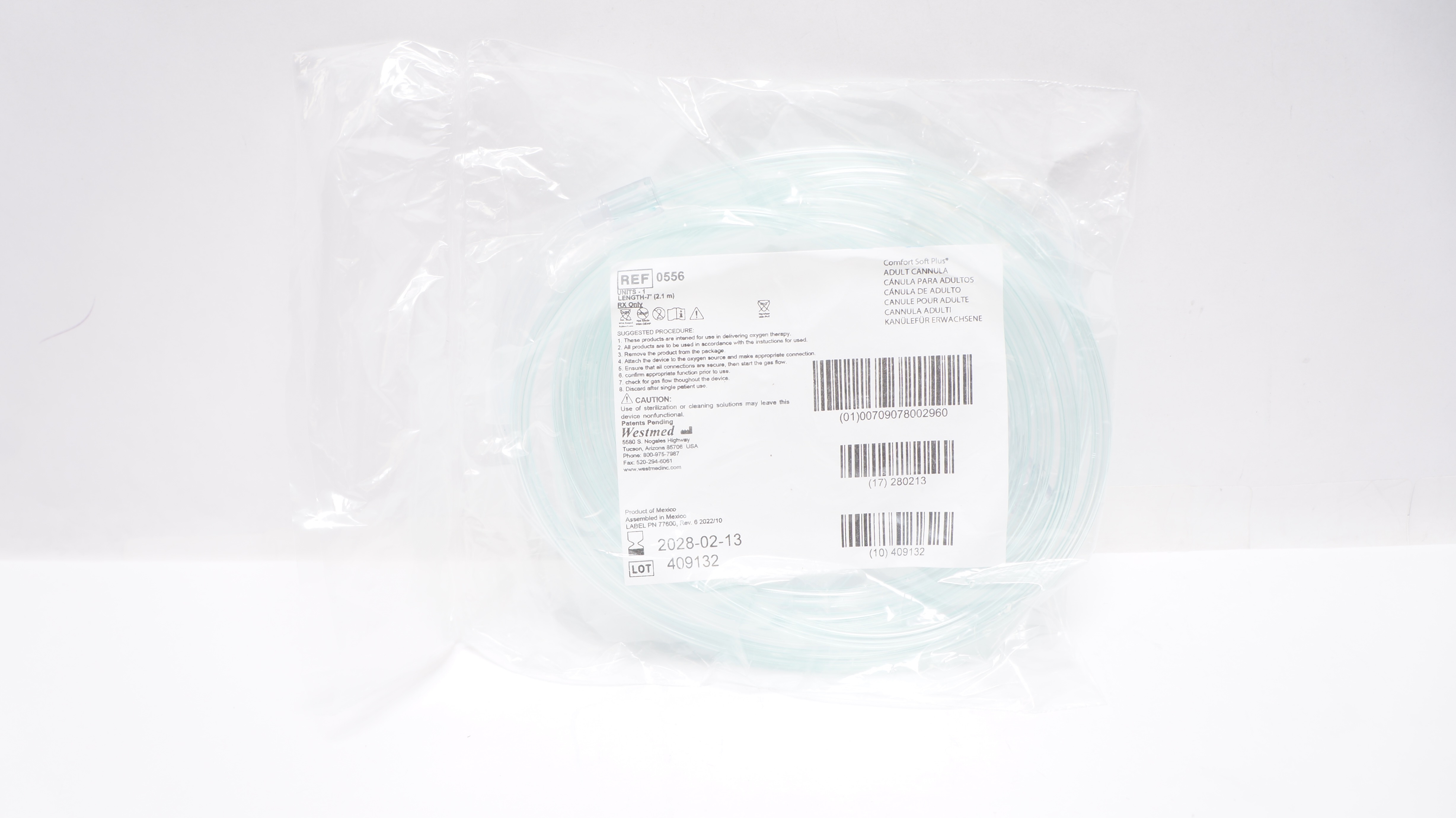 Westmed 0556 Comfort Soft Plus Adult Cannula 7ft.