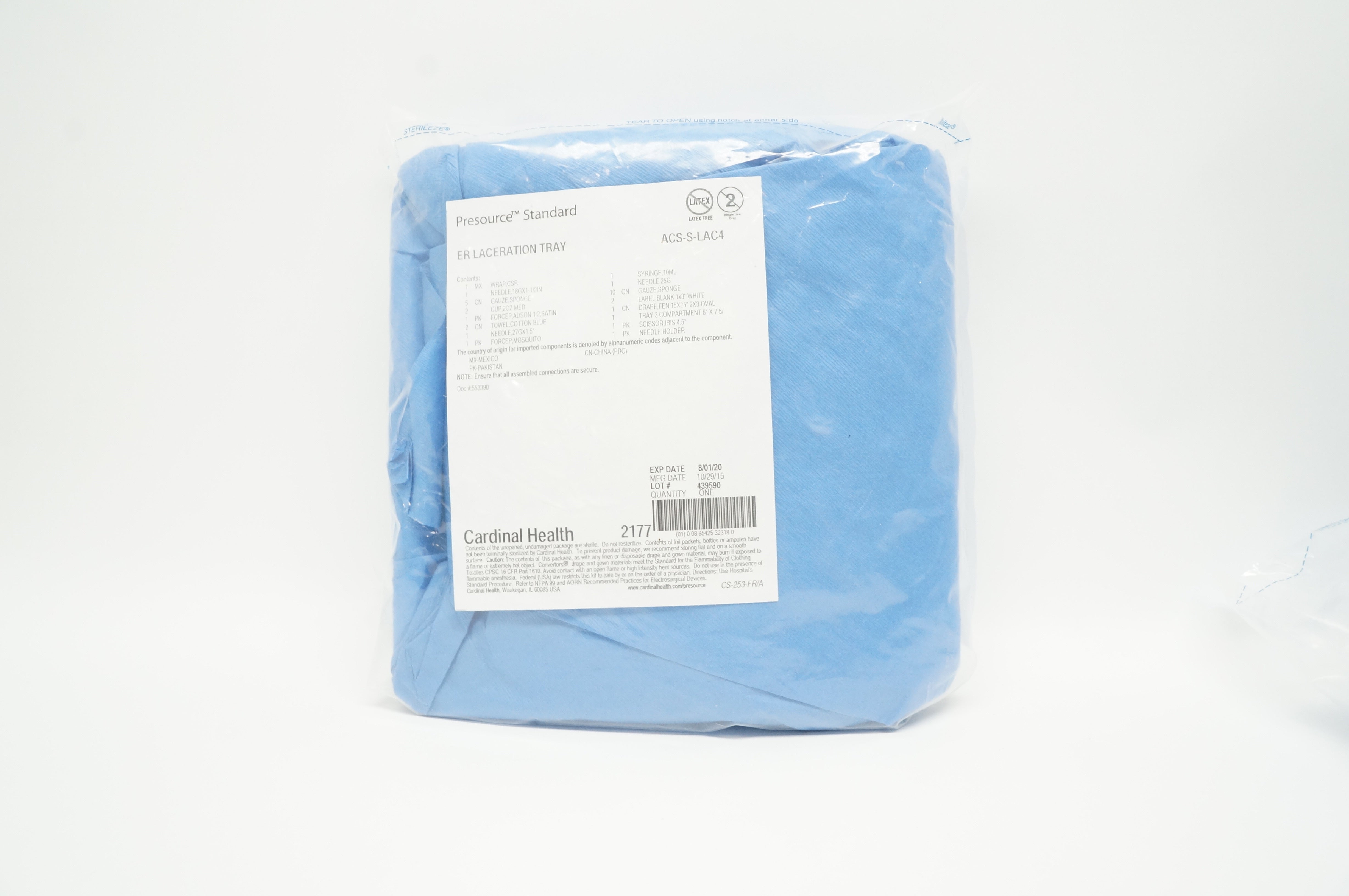 Cardinal Health ACS-S-LAC4 2177 Presource Standard ER Laceration Tray (x)