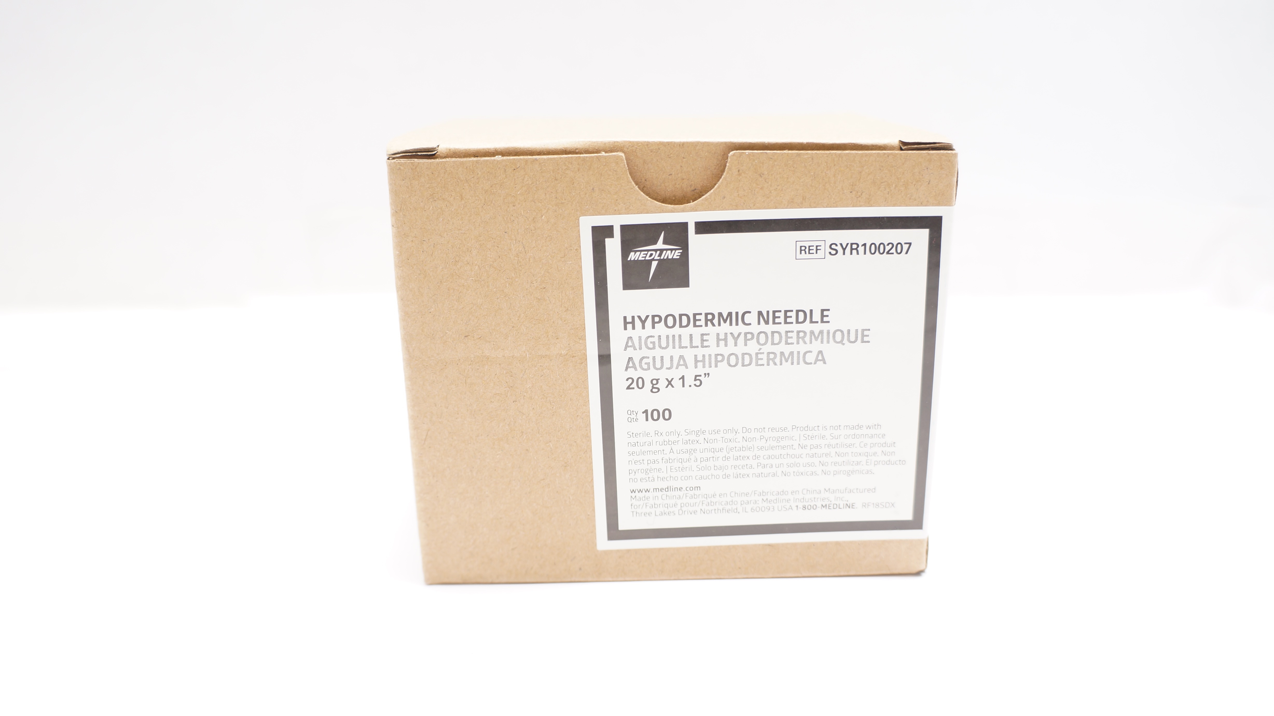 Medline SYR100207 Hypodermic Needle 20g x 1.5In - Box of 100