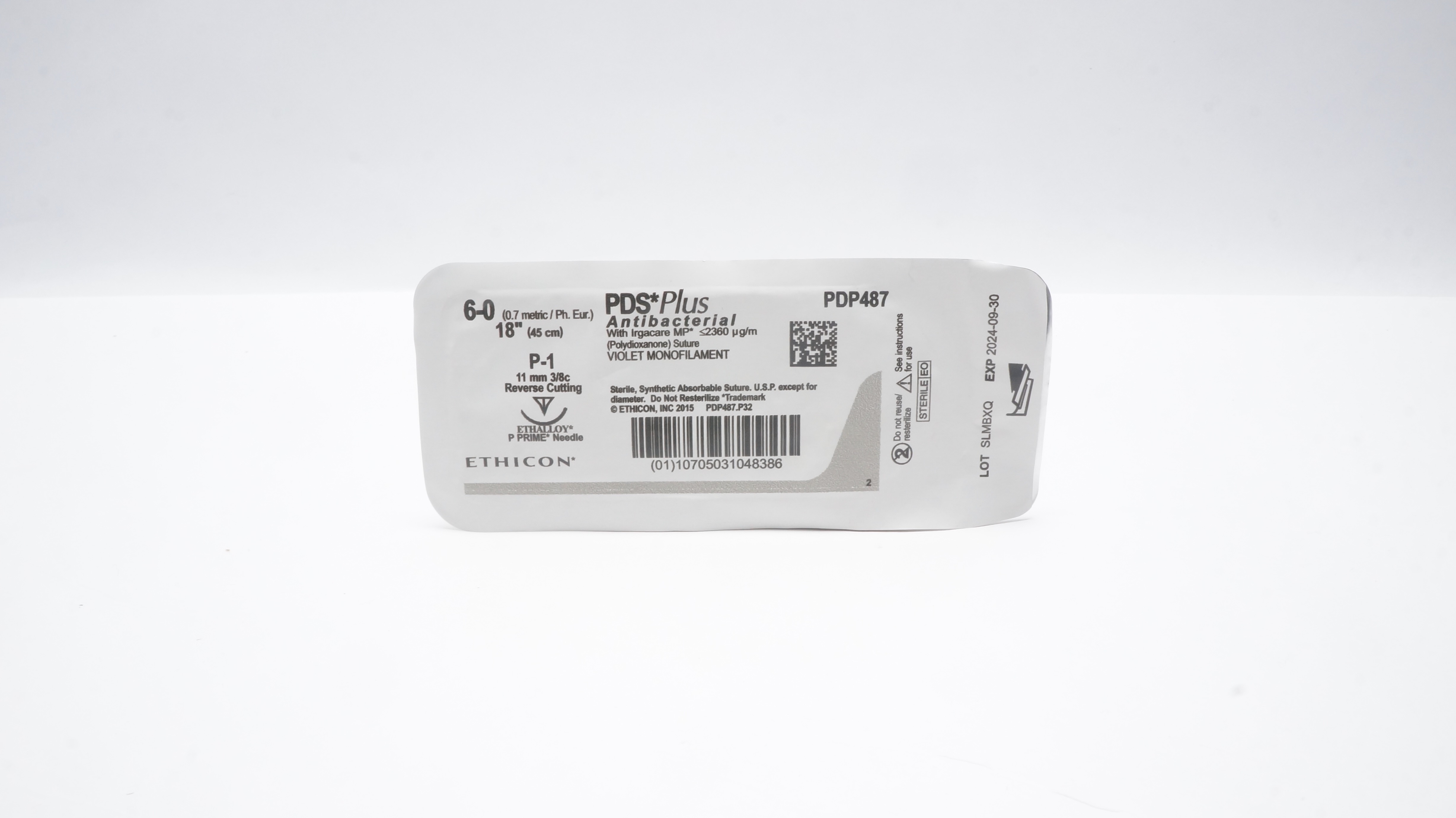 Ethicon PDP487 6-0 PDS Plus Stre P-1 11mm 3/8c Reverse Cutting, 18inch (x)
