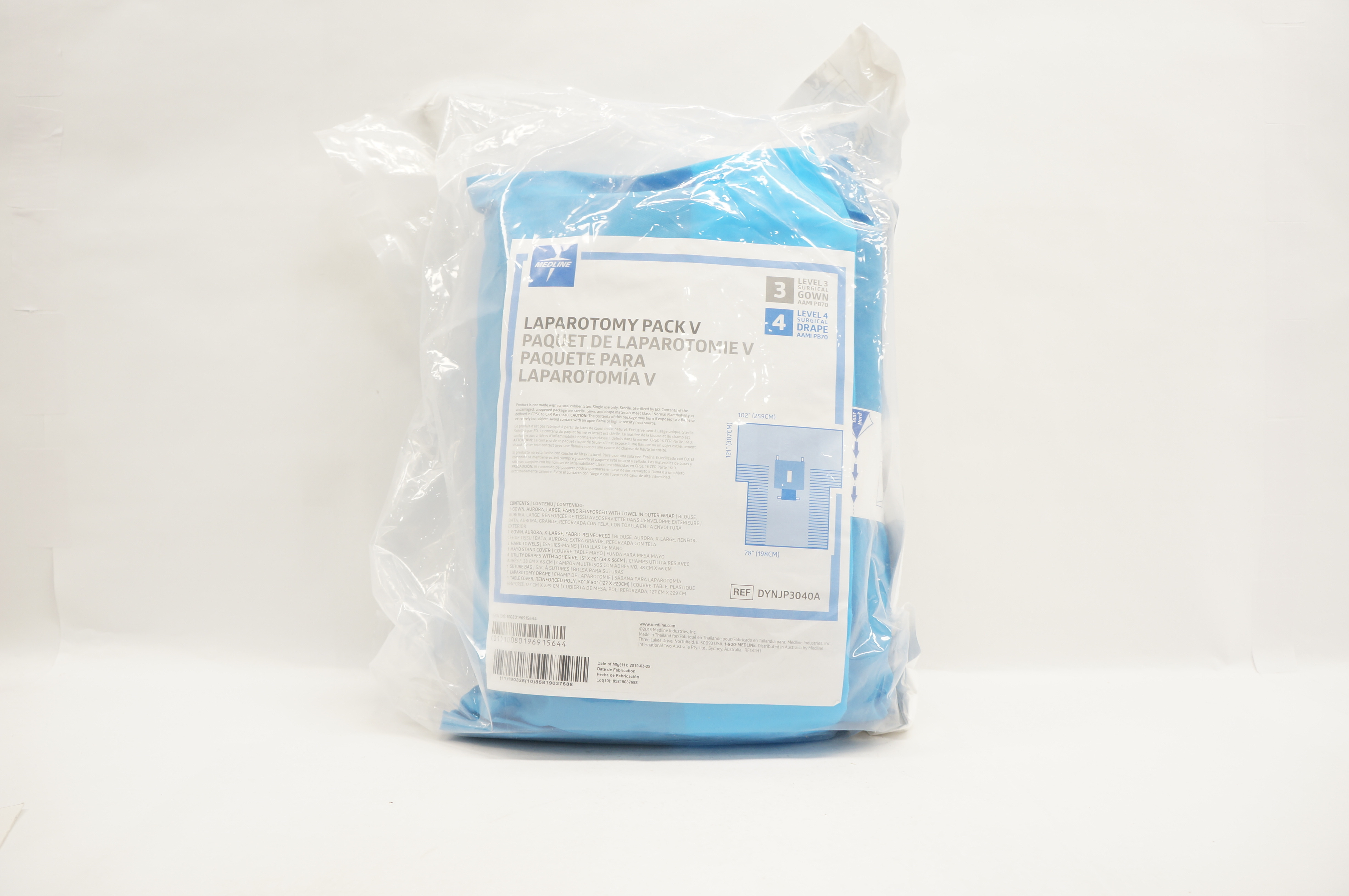 Medline DYNJP3040A Laparotomy Pack V, Level 4, 121inch x 102inch x 78inch