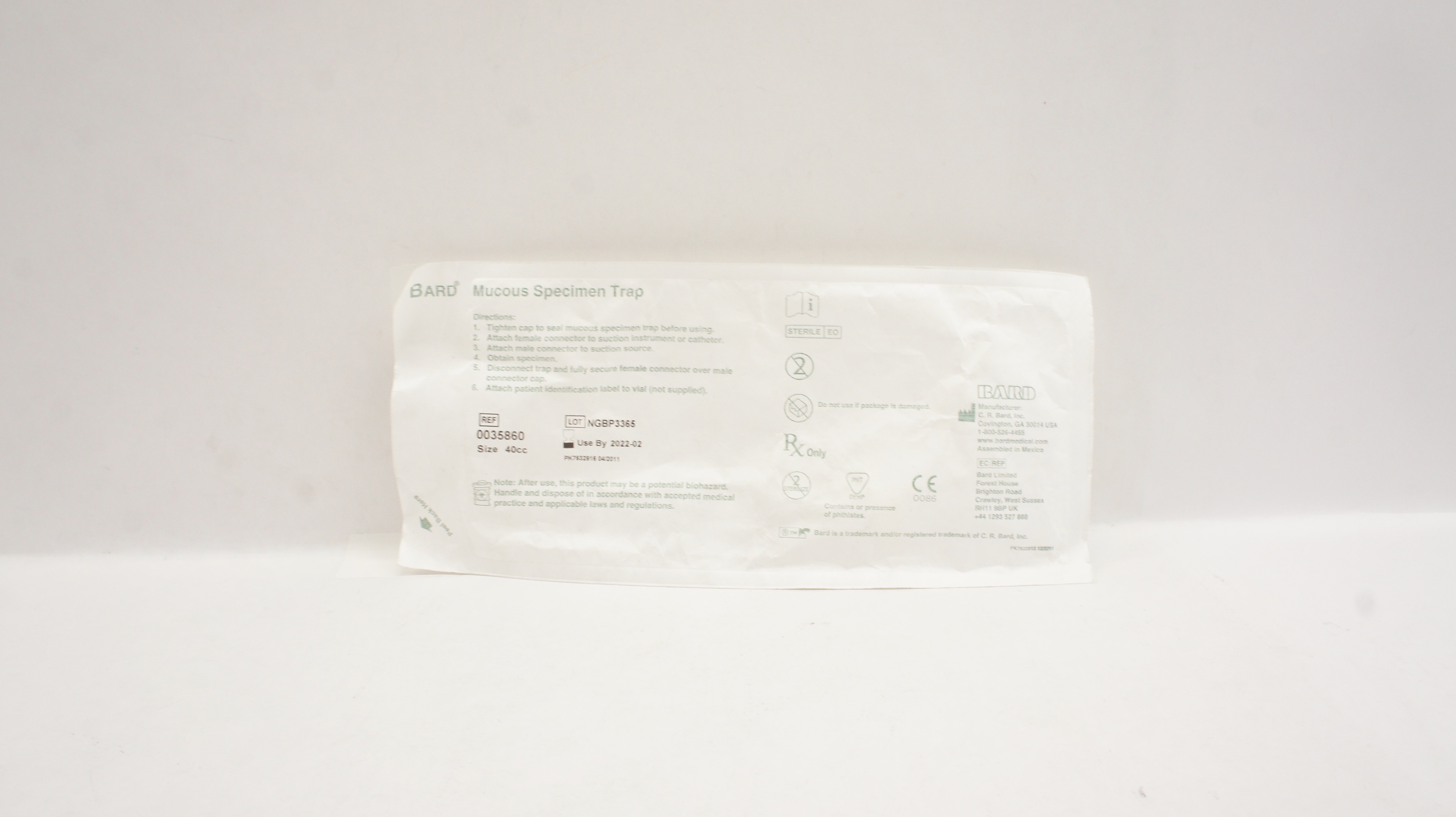 Bard 0035860 Mucous Specimen Trap, Size 40cc (x)