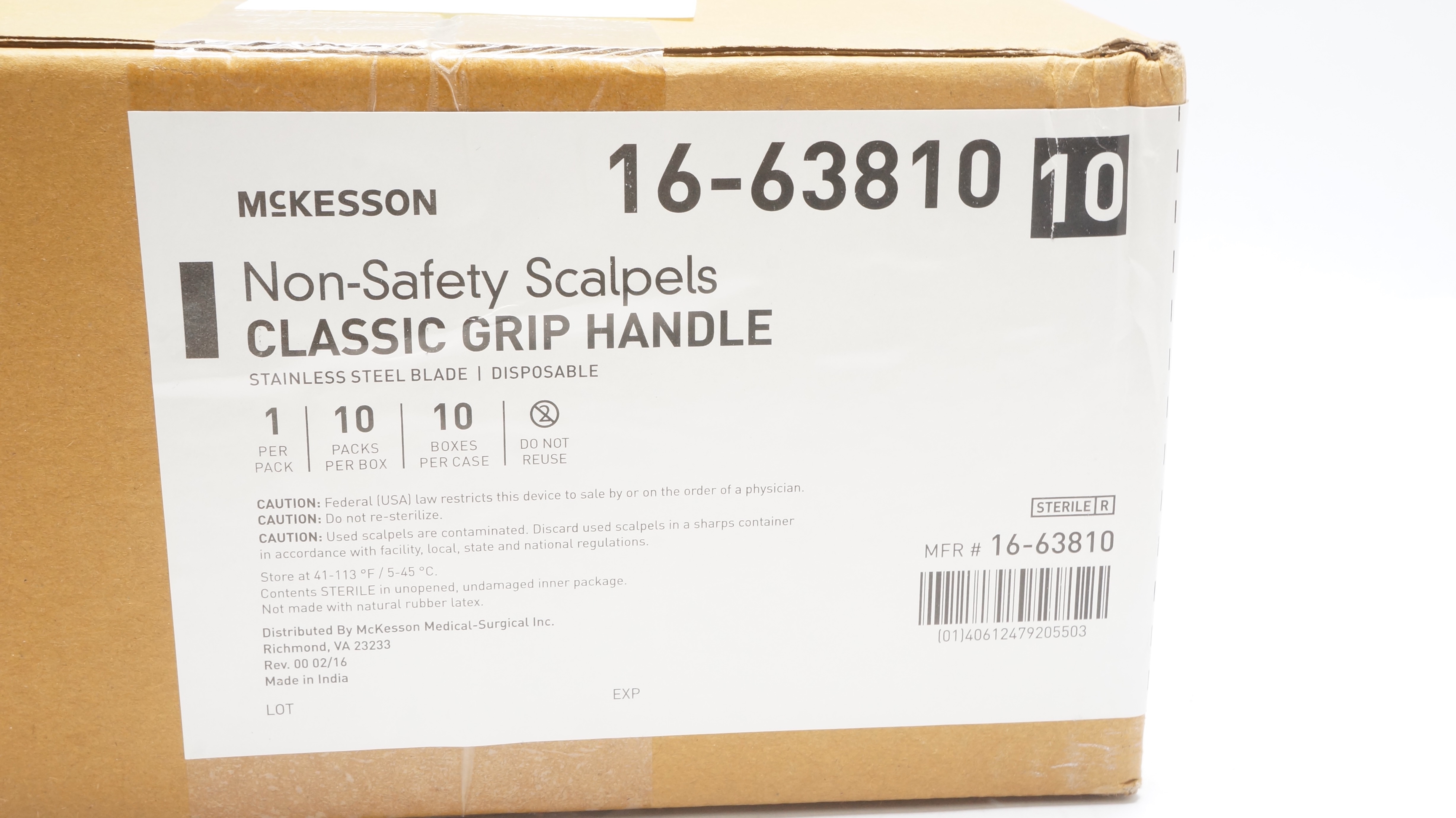 McKesson 16-63810 Non-Safety Scalpels Classic Grip Handle - Case of 100