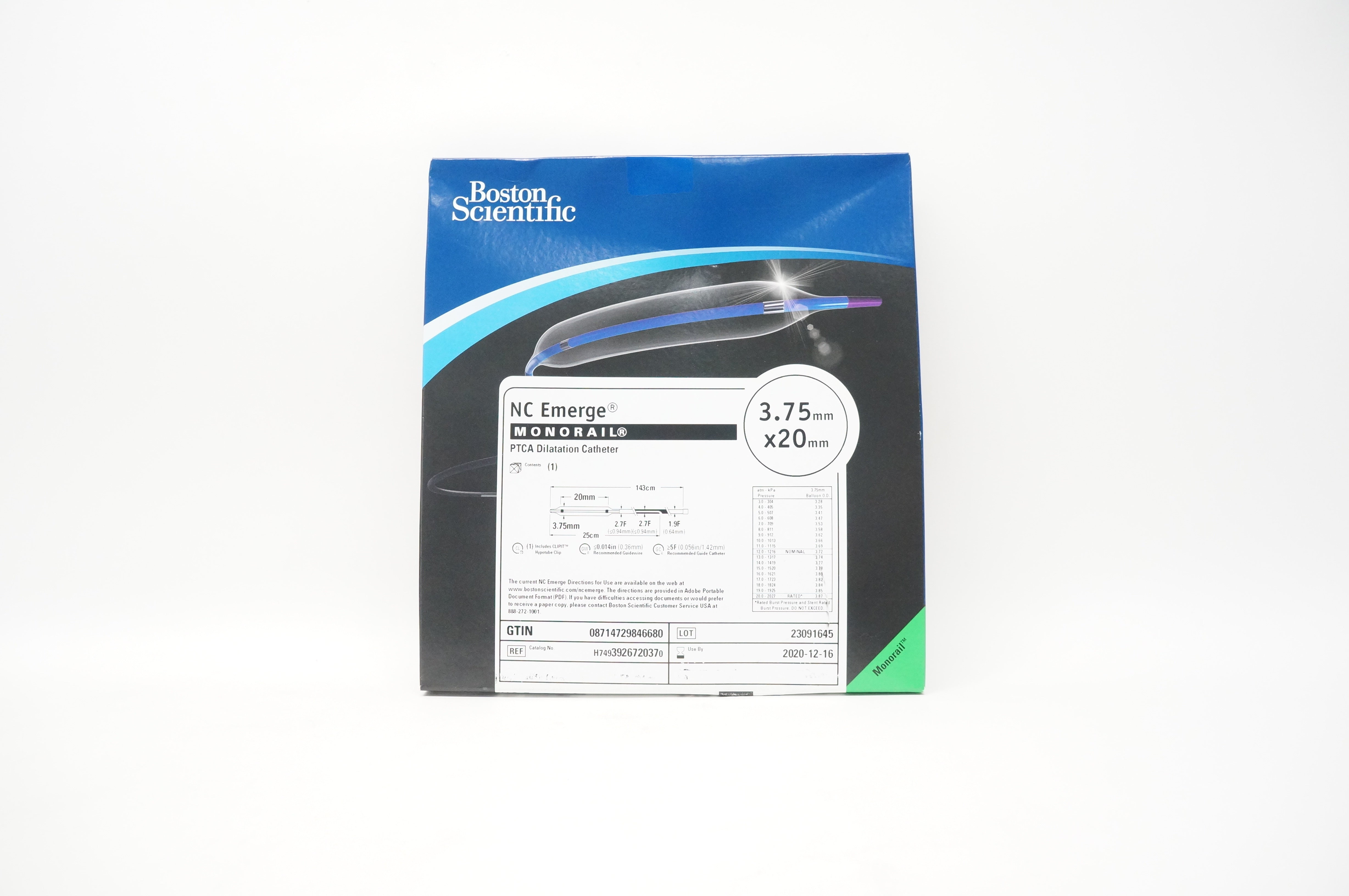 Boston Scientific H7493926720370 Monorail PTCA Dilatation Cath. 3.75 x 20mm (x)