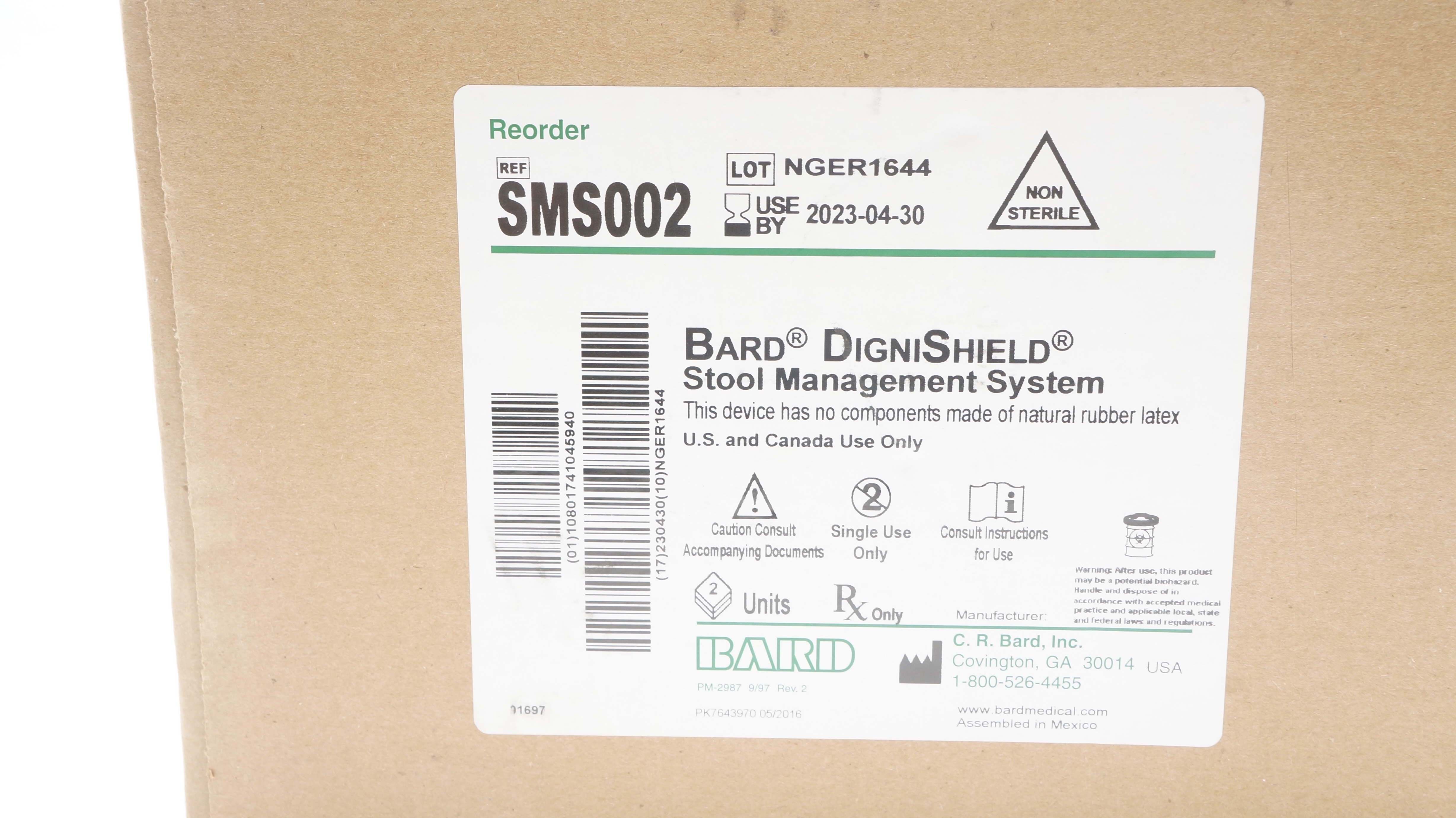 Bard SMS002 DigniShield Stool Management System (x) - Case of 2