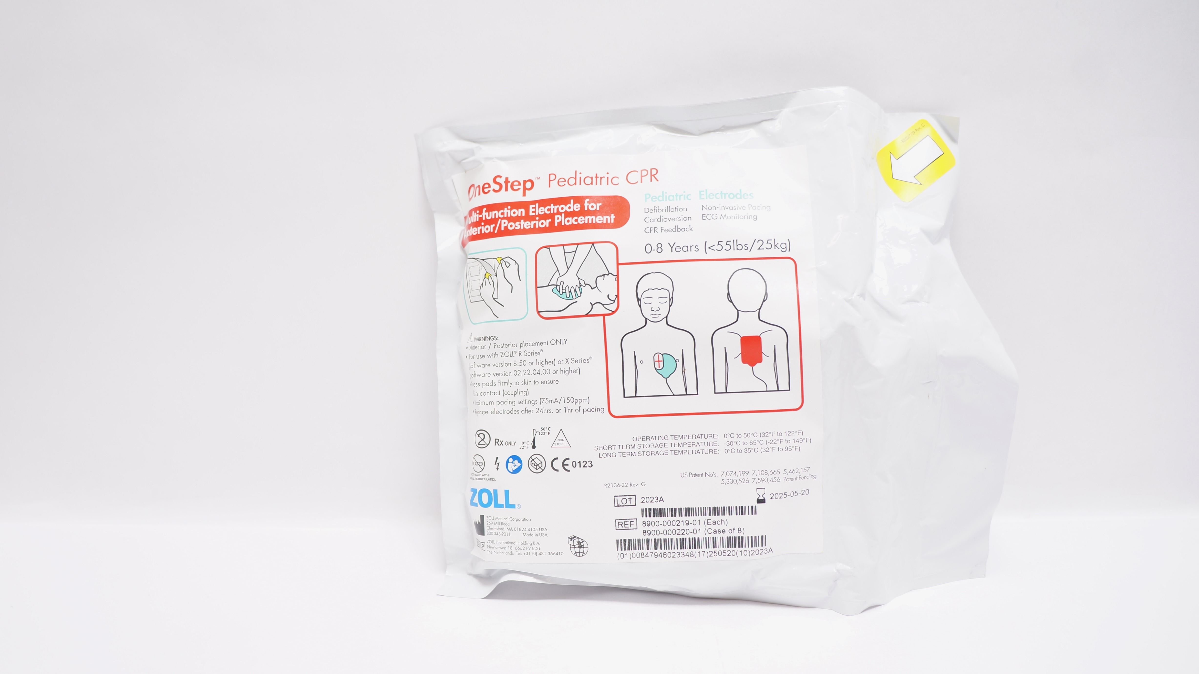 Zoll 8900-000219-01 OneStep Pediatric CPR Multi-Function Eletrode 0-8 Years