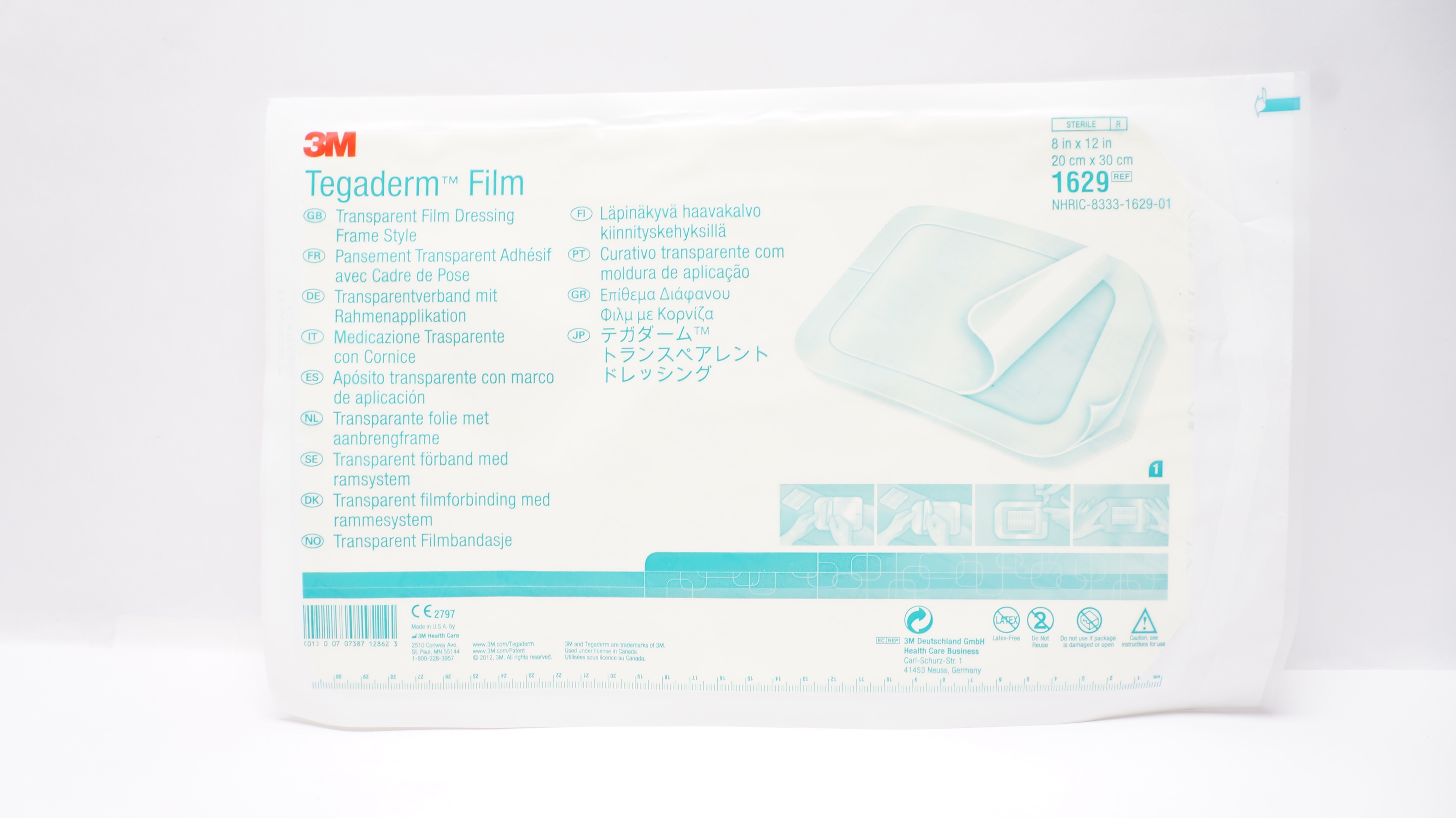 3M 1629 Tegaderm Transparent Film Dressing Frame Style 8inch x 12inch