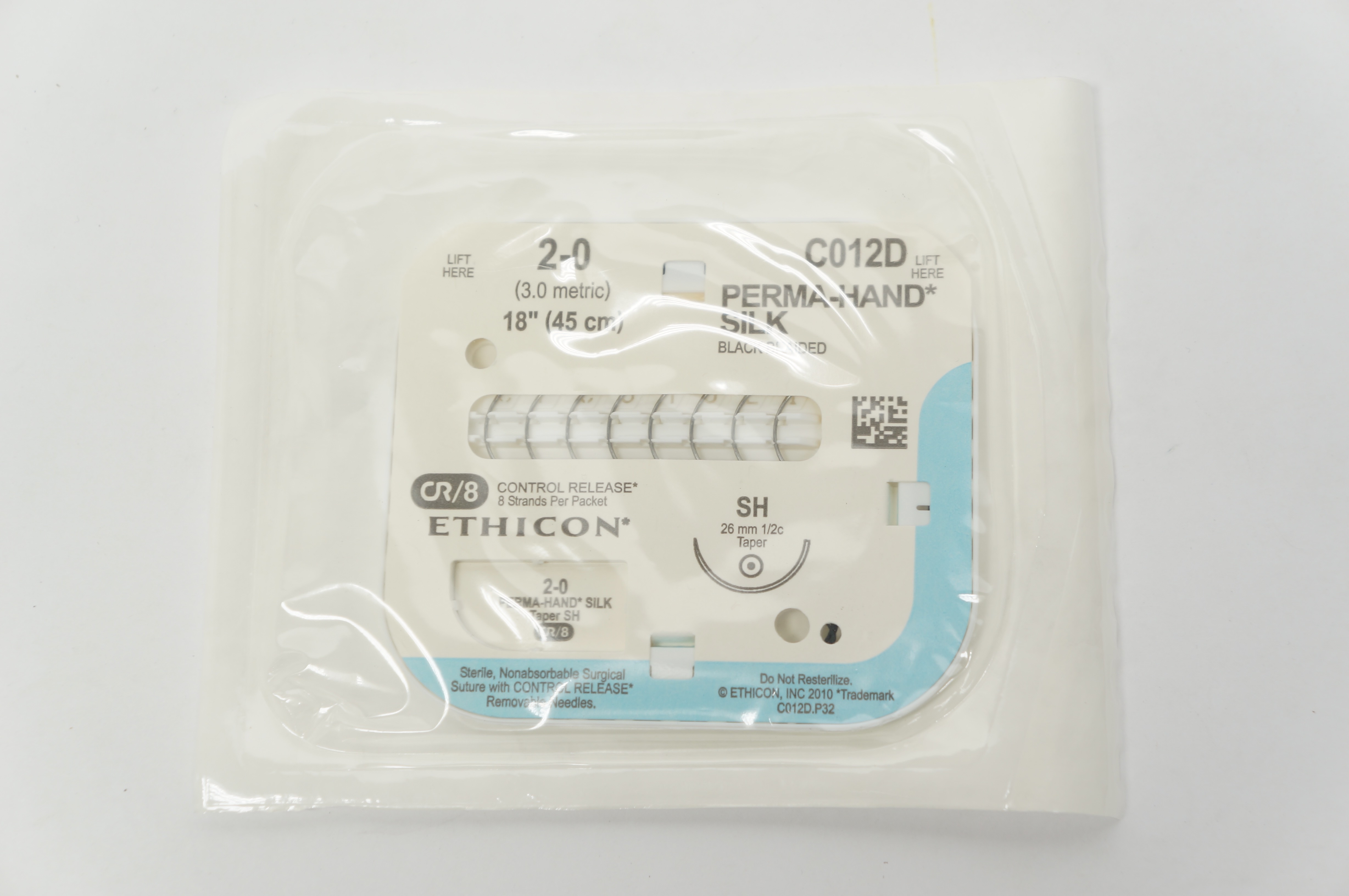 C013d Ethicon C012D 2-0 PERMA-HAND SILK, SH, 26mm 1/2c Taper, 18inch (x)
