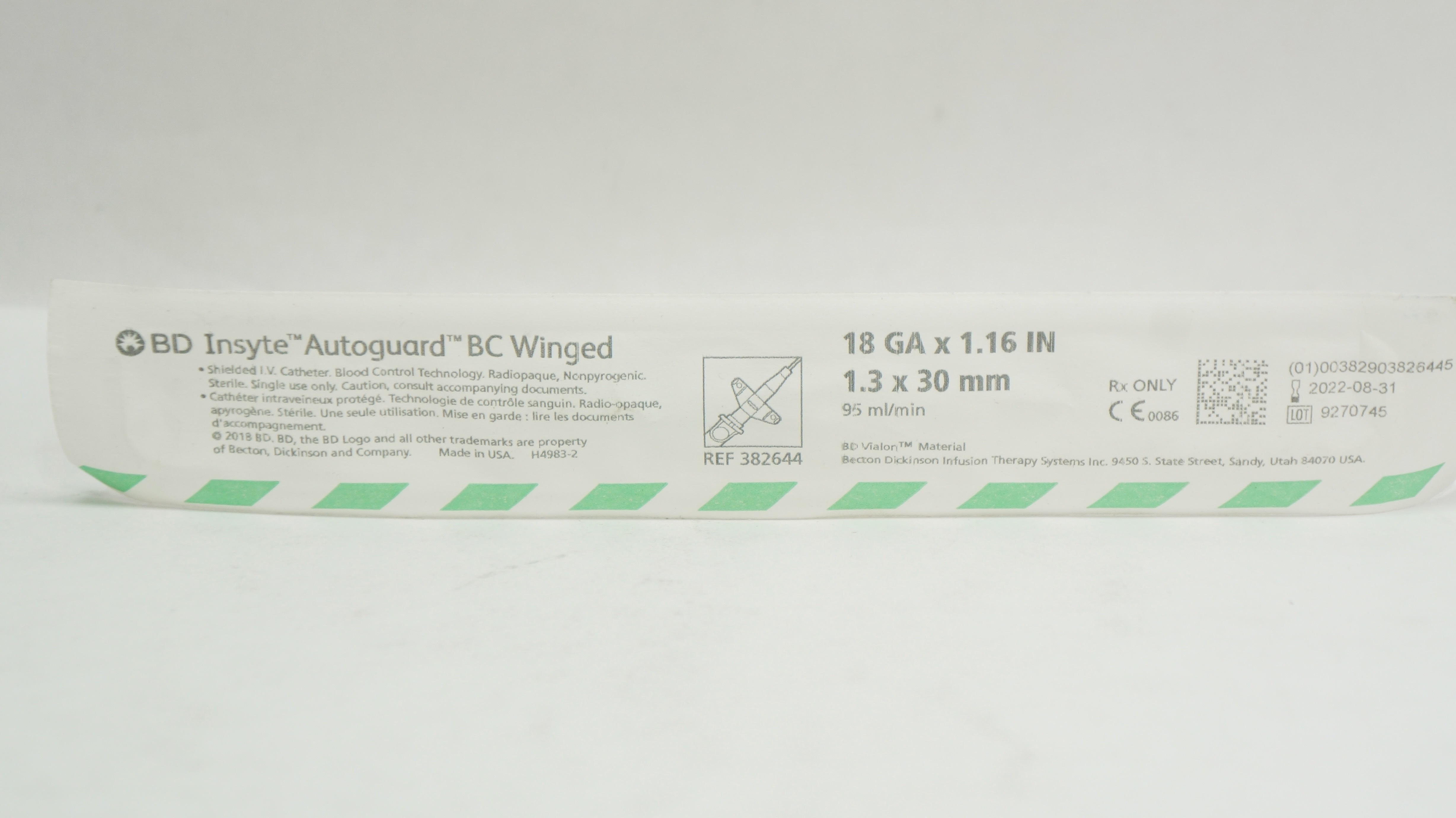 BD 382644 Insyte Autoguard BC Winged Shielded IV Cath.18GA x 1.16inch (x)