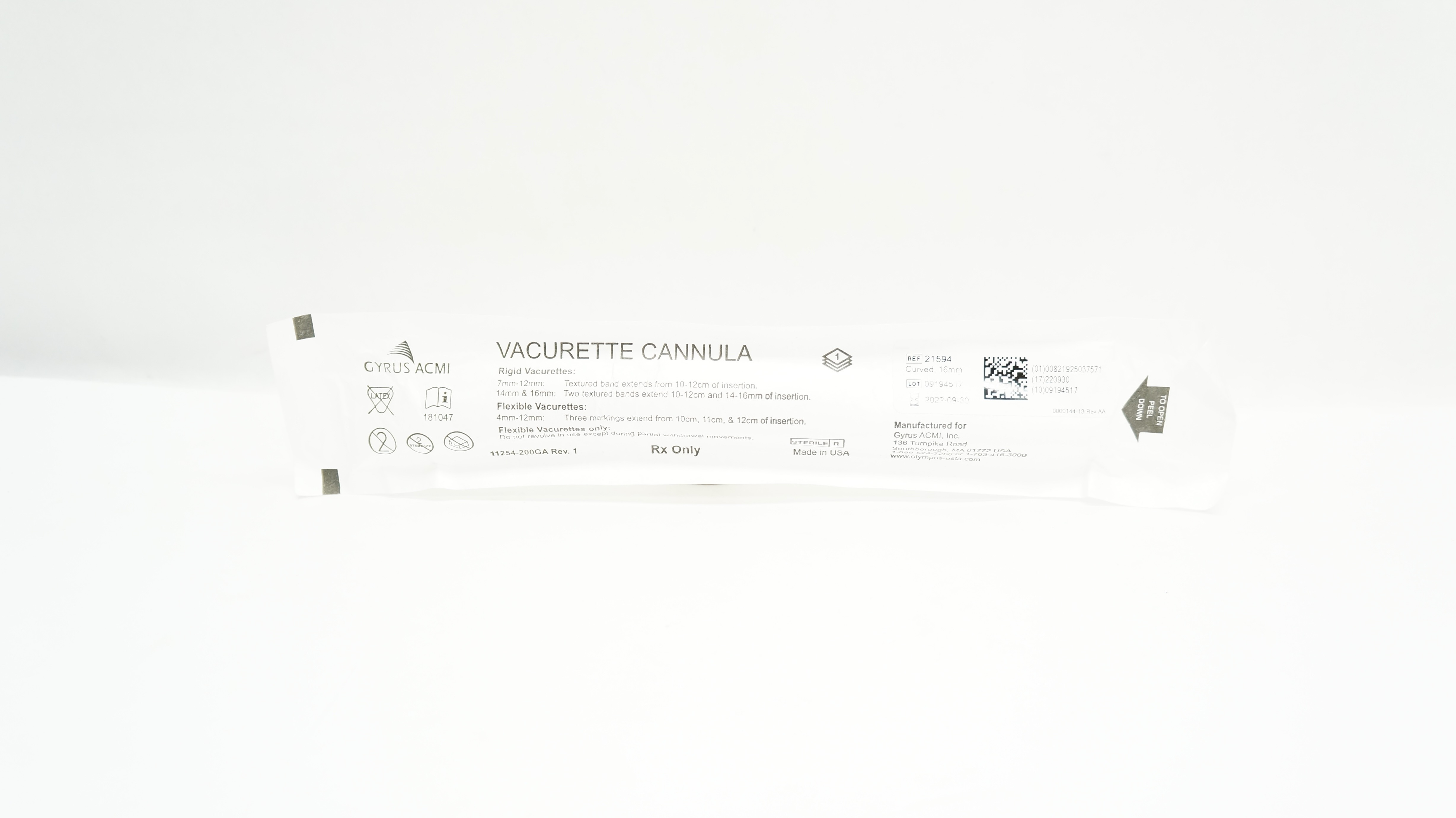 Gyrus ACMI 21594 Vacurette Cannula Curved 16mm (x)