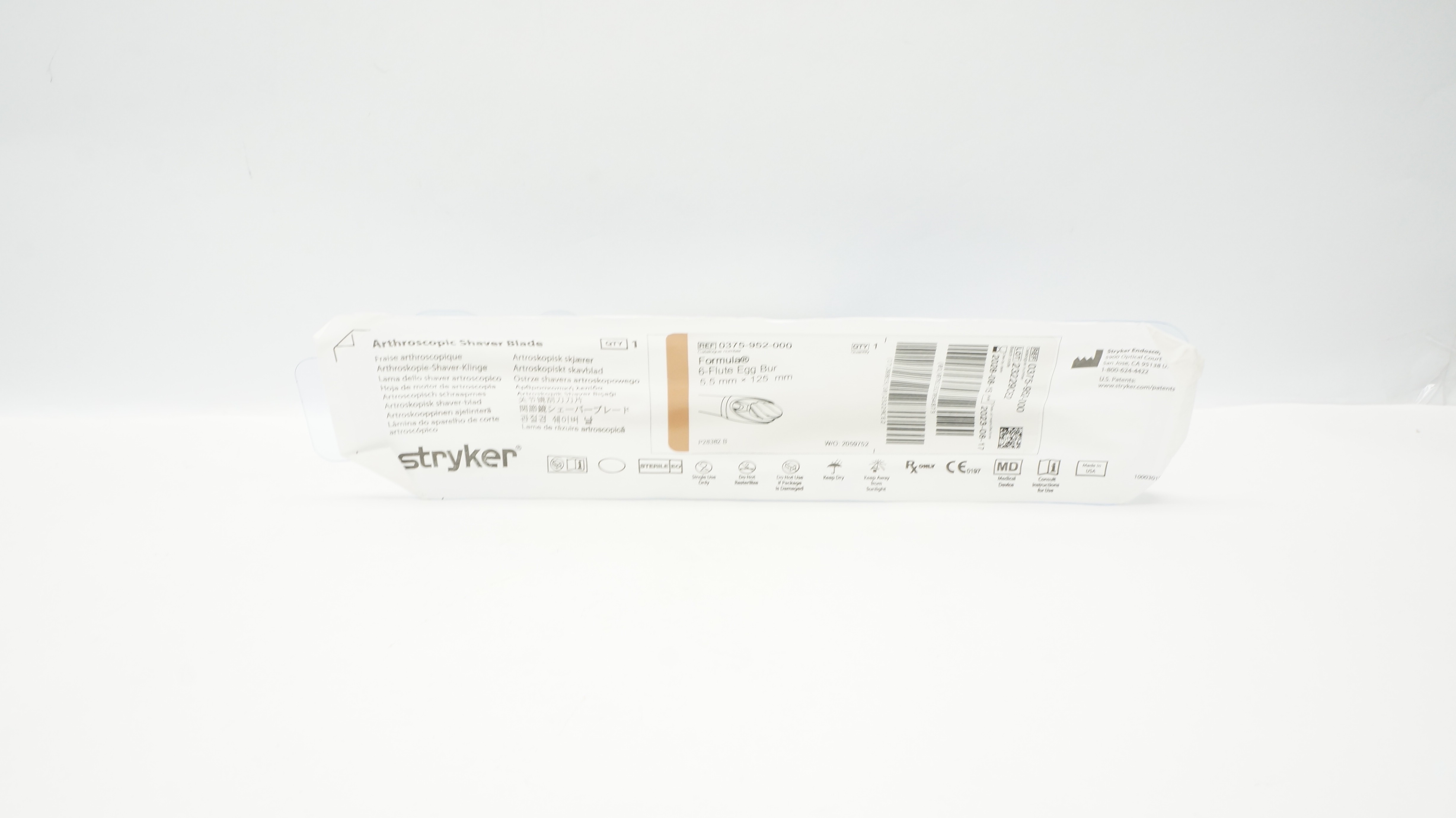 Stryker 0375-952-000 Formula Arthroscopy Blade Egg Bur 6-Flute 5.5 mm