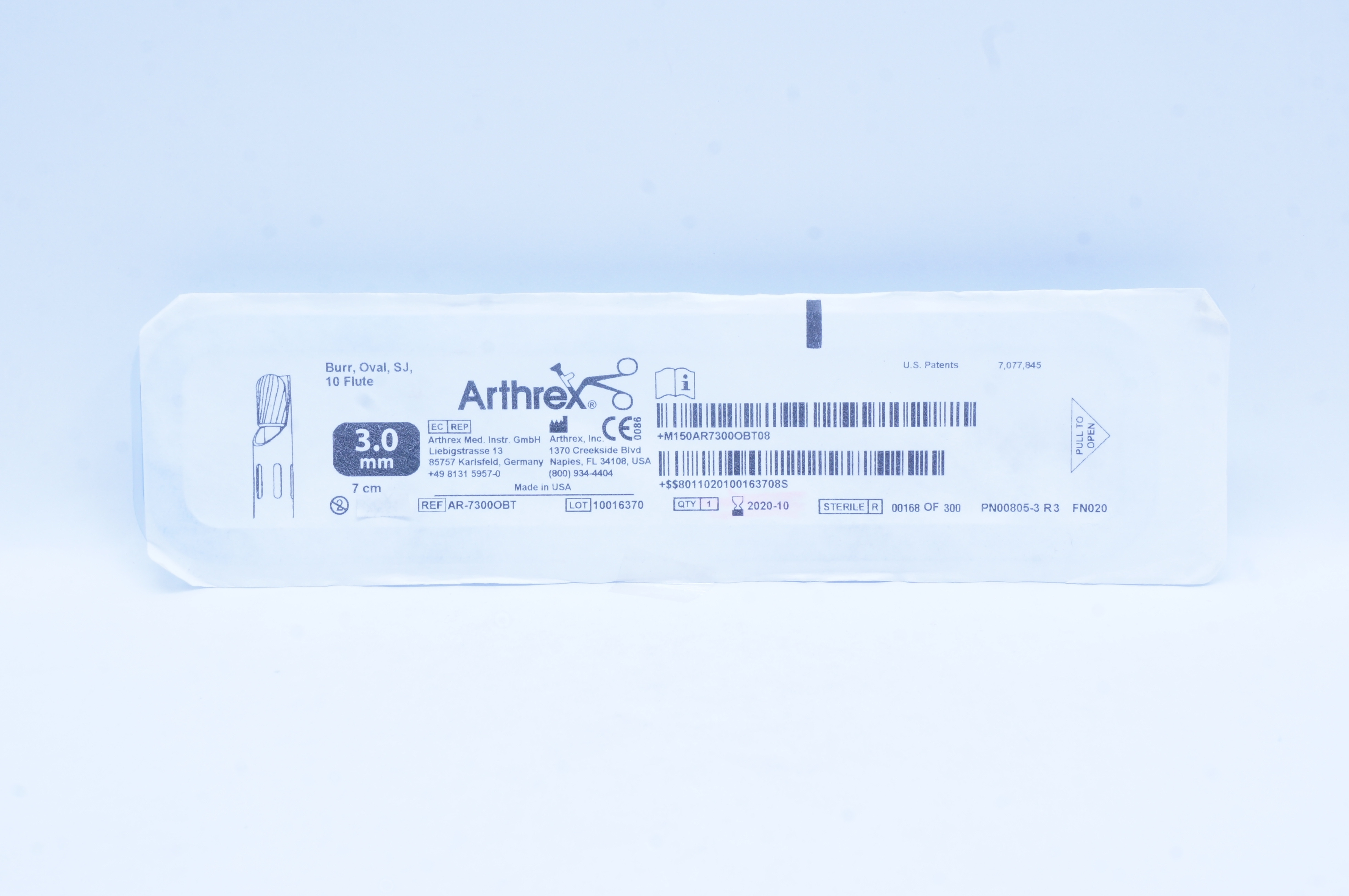 Arthrex AR-7300OBT Burr, Oval, SJ, 10 Flute 3.0mm x 7cm (x)