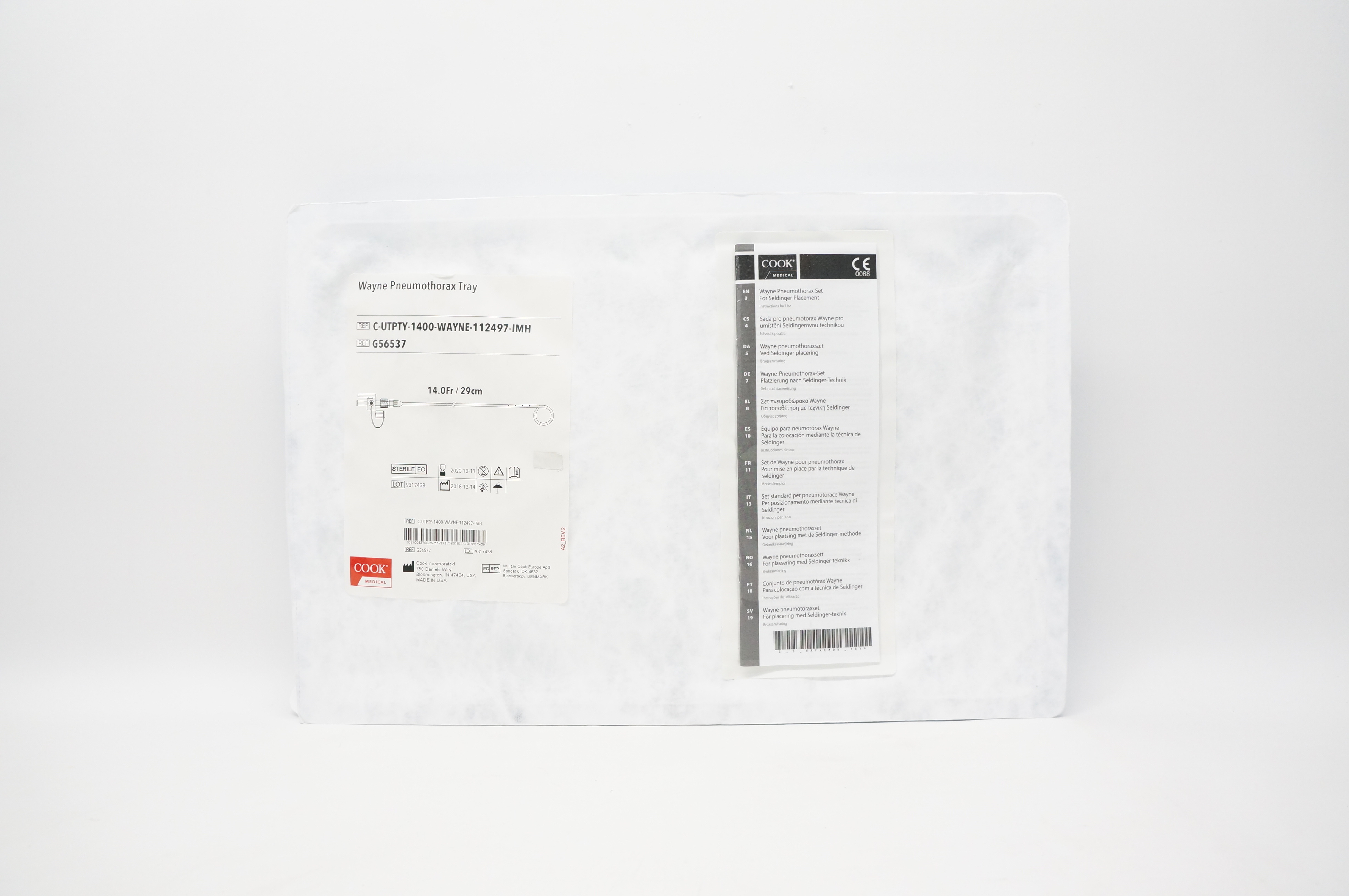 Cook Medical G56537 Wayne Pneumothorax Tray 14.0Fr x 29cm (x)