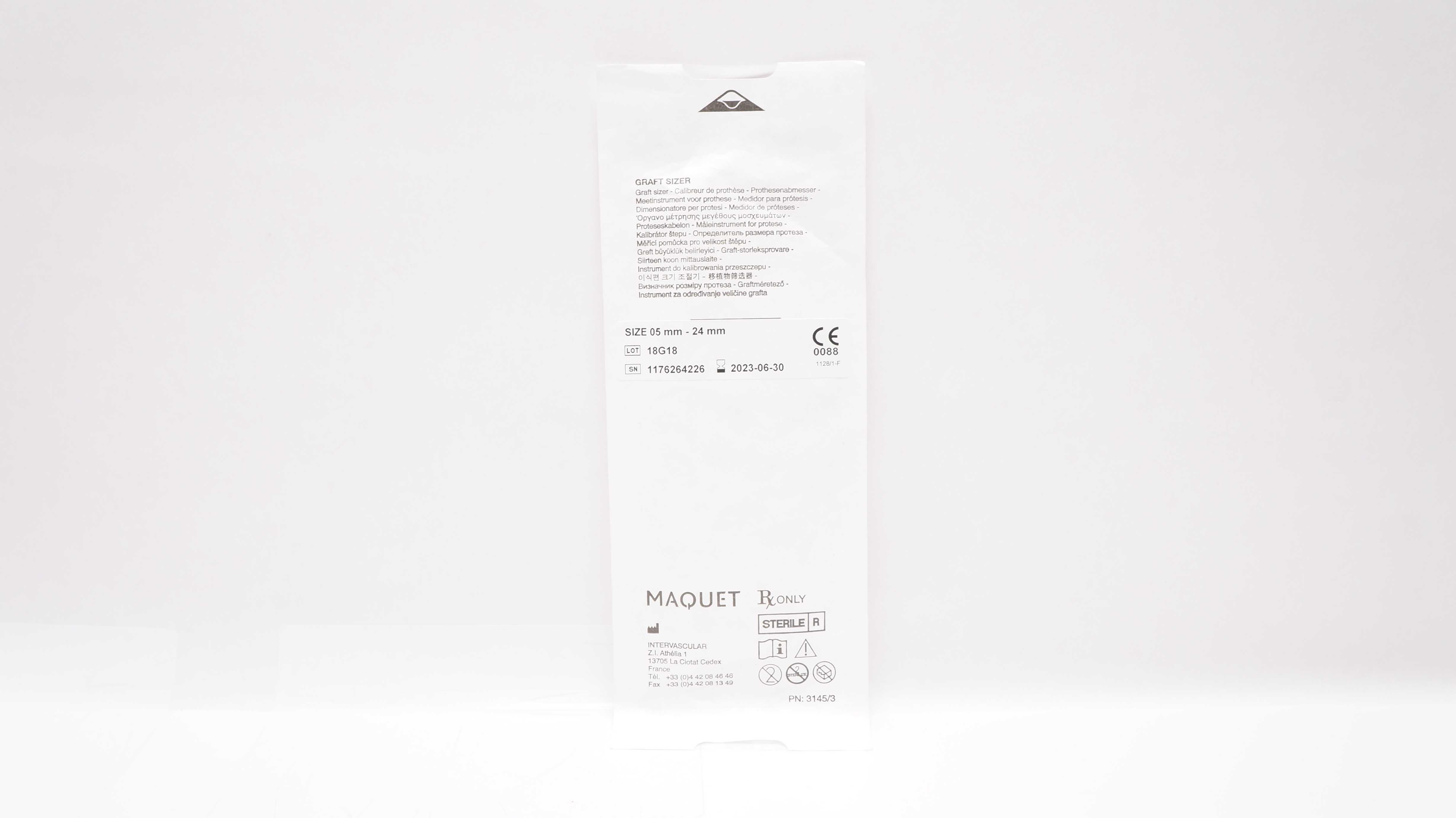 Intervascular 1176264226 Maquet Graft Sizer 05mm-24mm