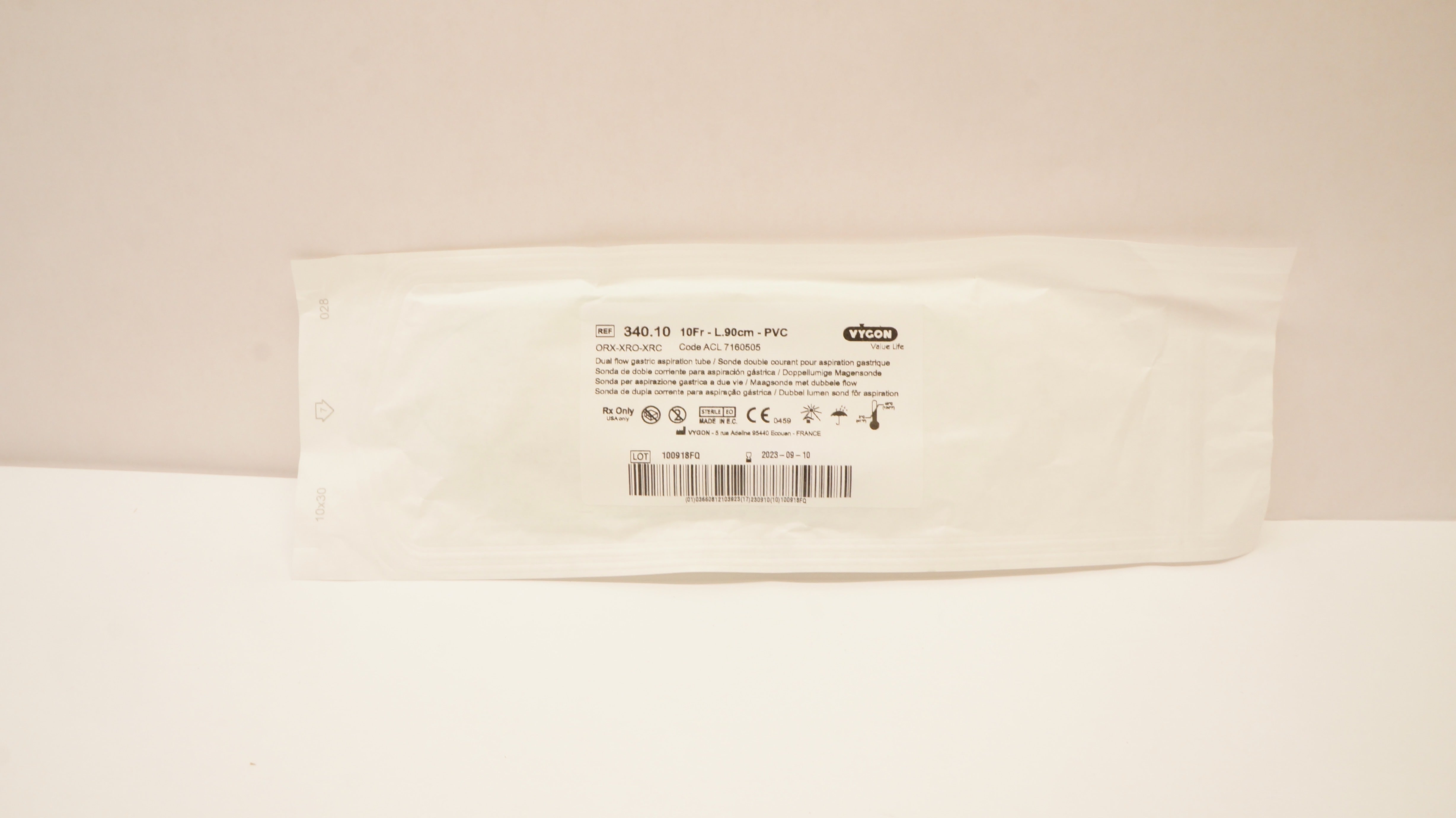 Vygon 340.10 Double Lumen Gastric Tube 10Fr x 90cm
