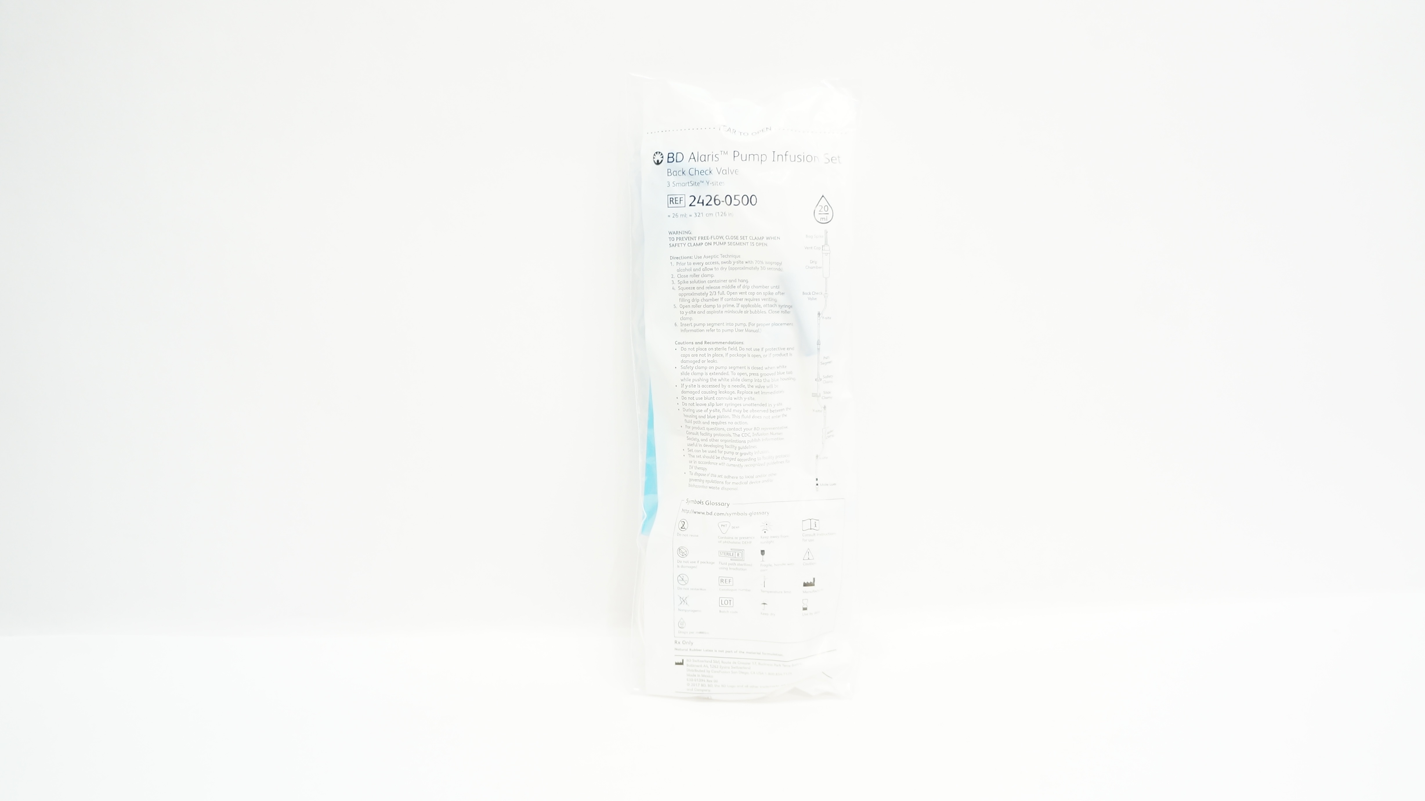 BD 2426-0500 Alaris Pump Infusion Set 26mL x 126inch Approx 20Drops/mL