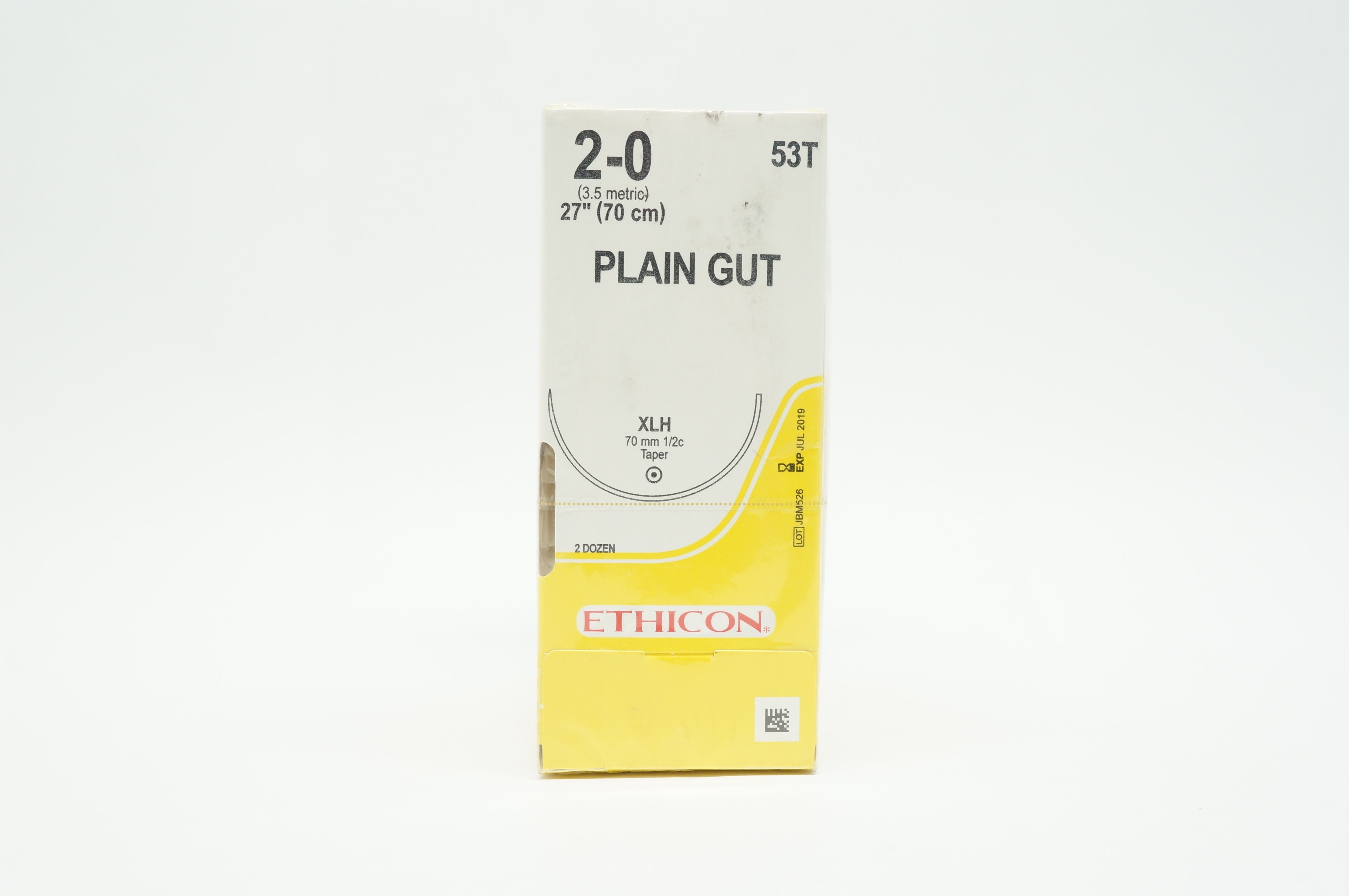 Ethicon 53T 20 Plain Gut XLH 70mm 1/2c Taper 27inch (x) Box of 24