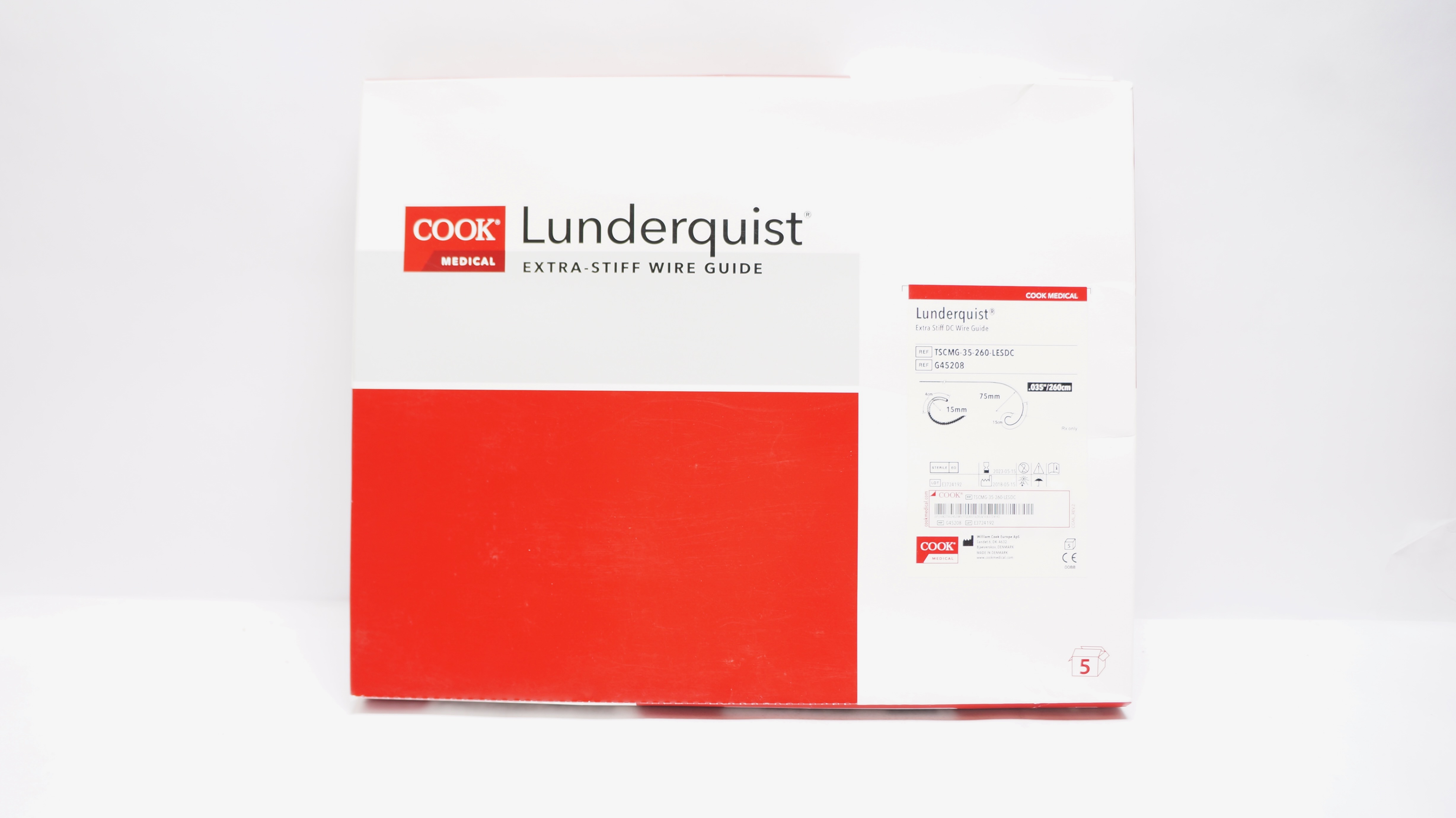 Cook Medical G45208 Lunderquist  Wire Guide .035inch/260cm (x) - Box of 5