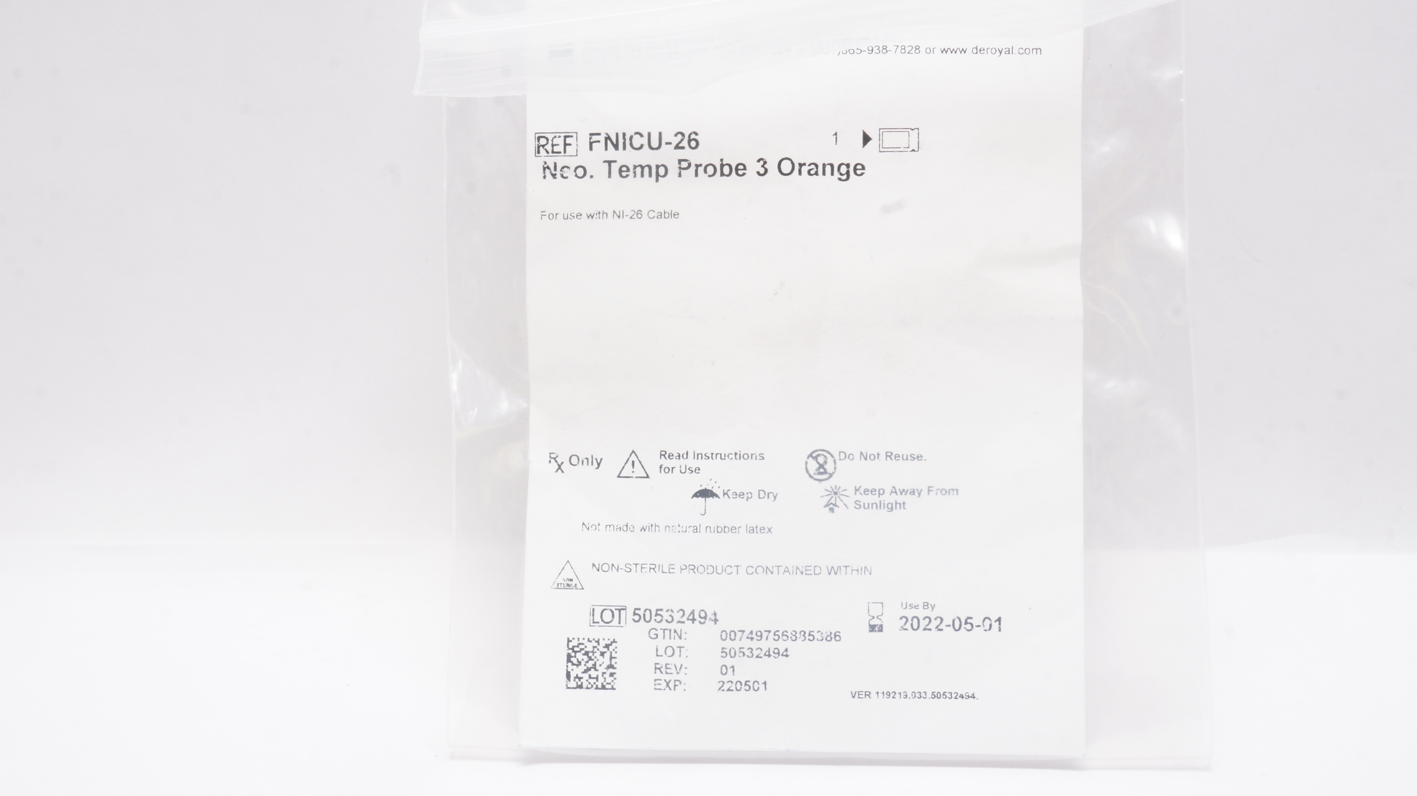 DeRoyal FNICU-26 Neo. Temp Probe 3 Orange (x)
