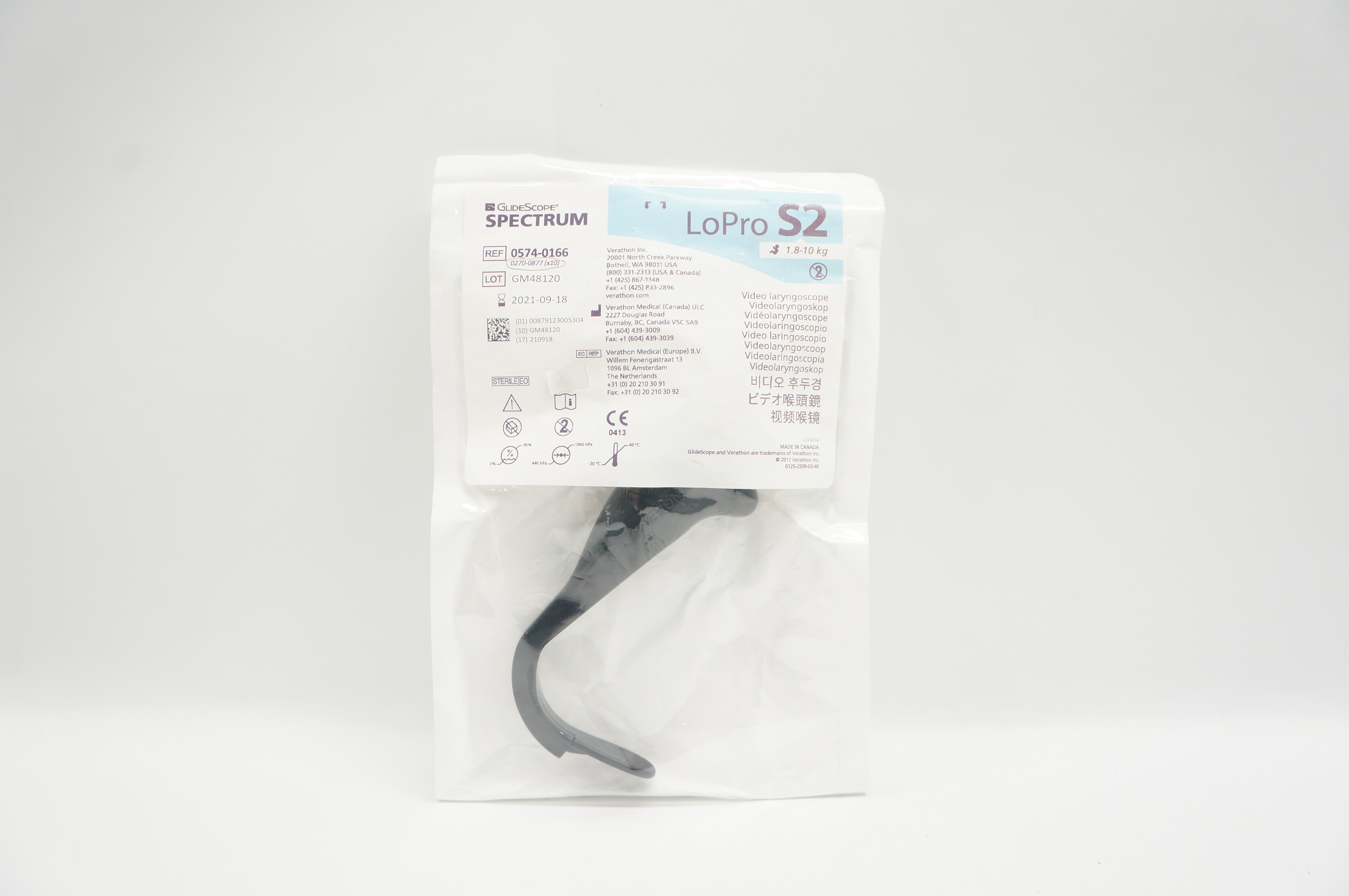Verathon Medical 0574-0166 GlideScope Spectrum Video Laryngoscope LoPro S2 (x)