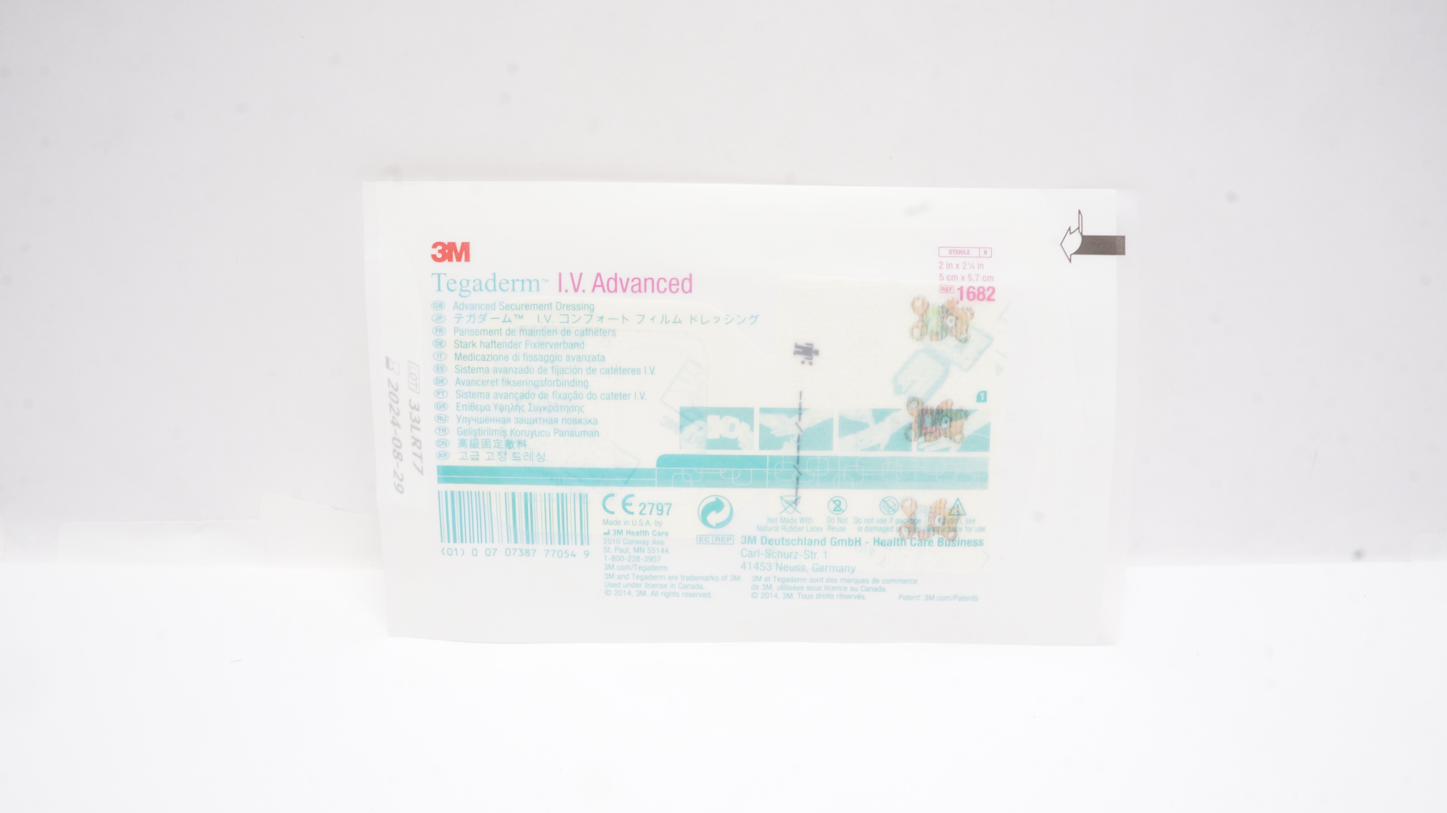 3M 1682 Tegaderm IV Advanced Securement Dressing 2inch x 2-1/4inch