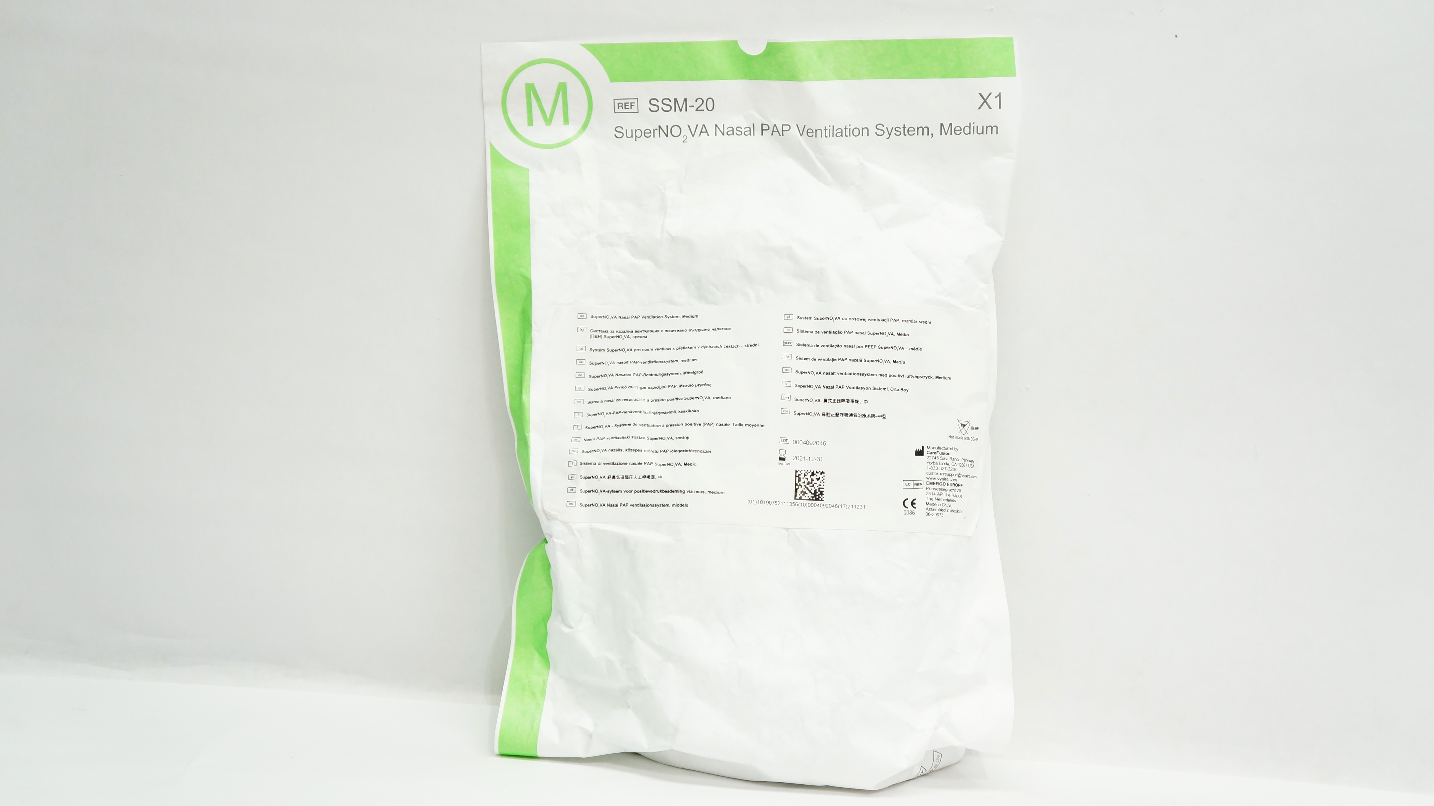 CareFusion SSM-20 SuperNO2VA Nasal PAP Ventilation System, Medium (x)