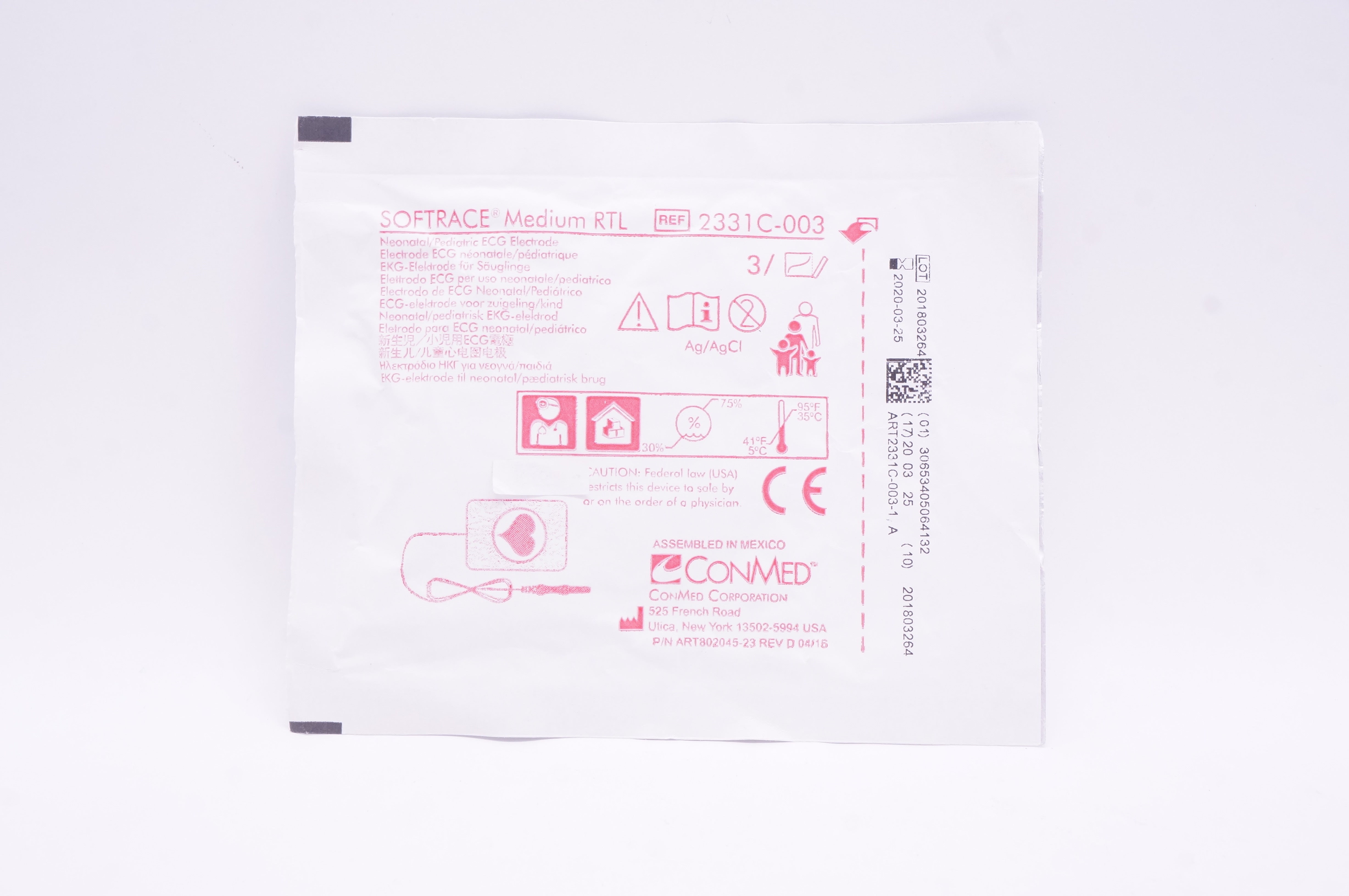 ConMed 2331C-003 Softrace Mediuml RTL Neonatal/Pediatric ECG Electrode (x)