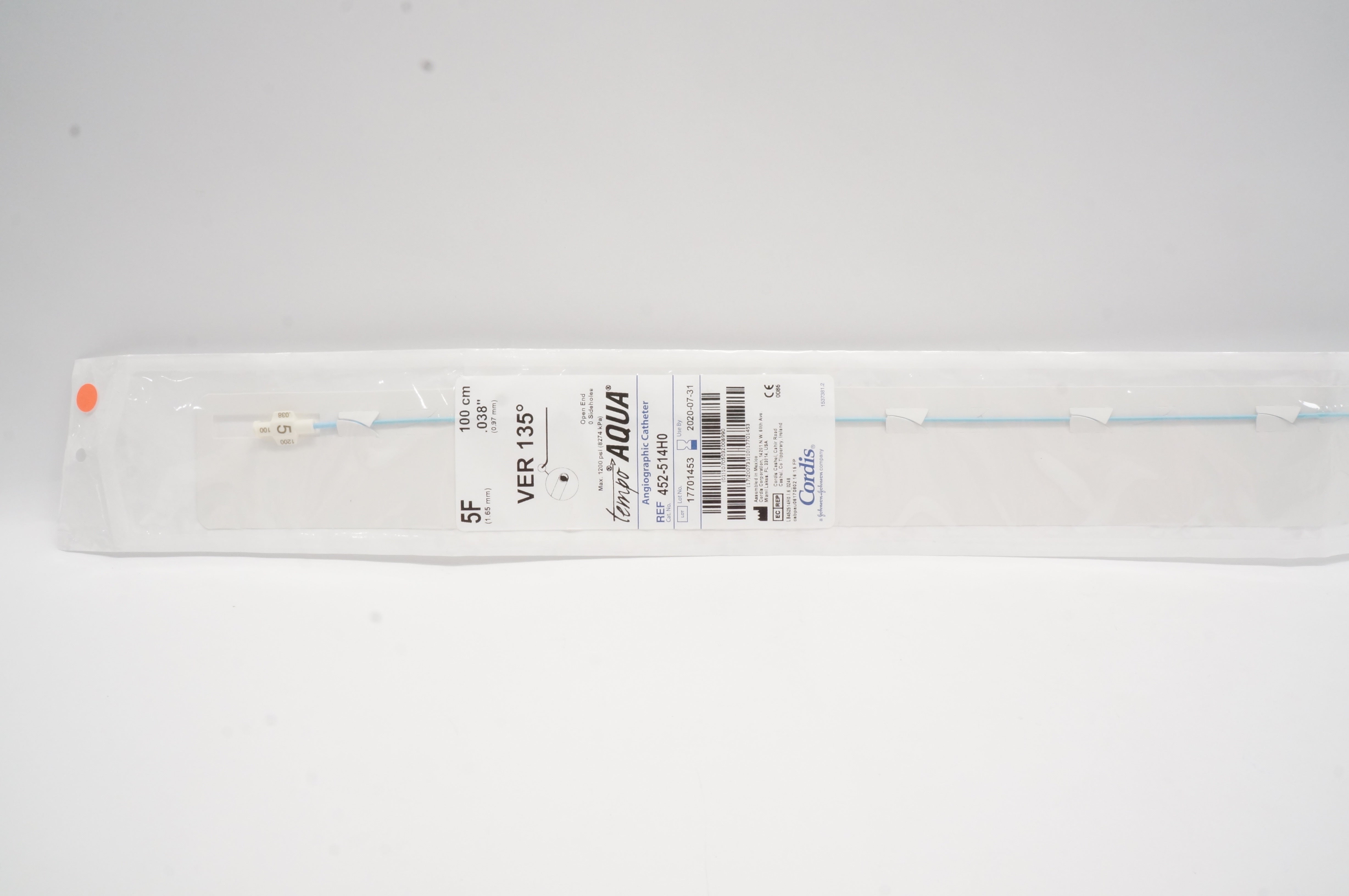 Cordis 452514H0 Angiographic Catheter 5F VER 135 (x)