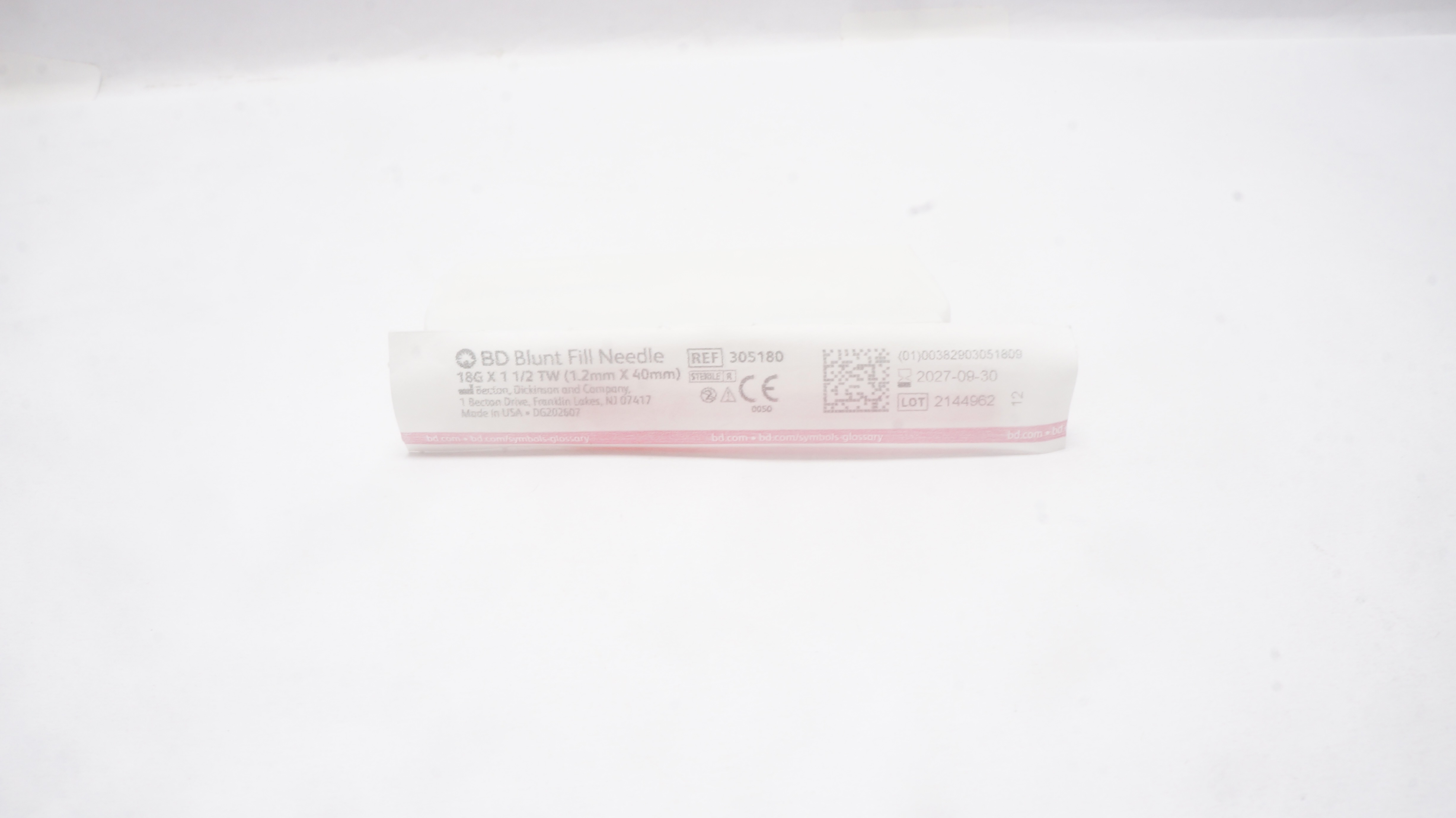 BD 305180 Becton Blunt Fill Ndle 18G x 1-1/2inch