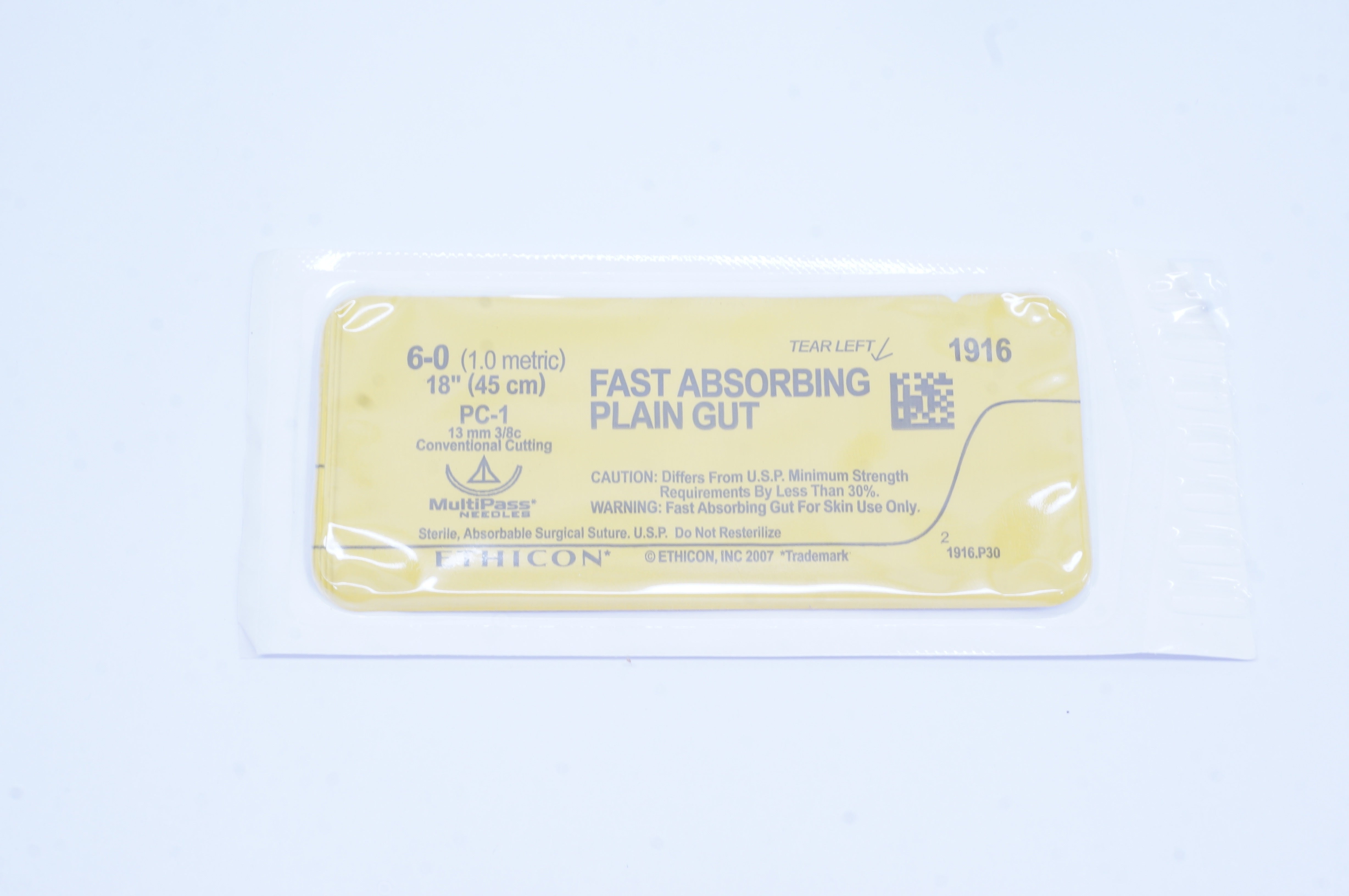 Ethicon 1916 6-0 Plain Gut PC-1 13mm 3/8c Conventional Cutting, 18 inch