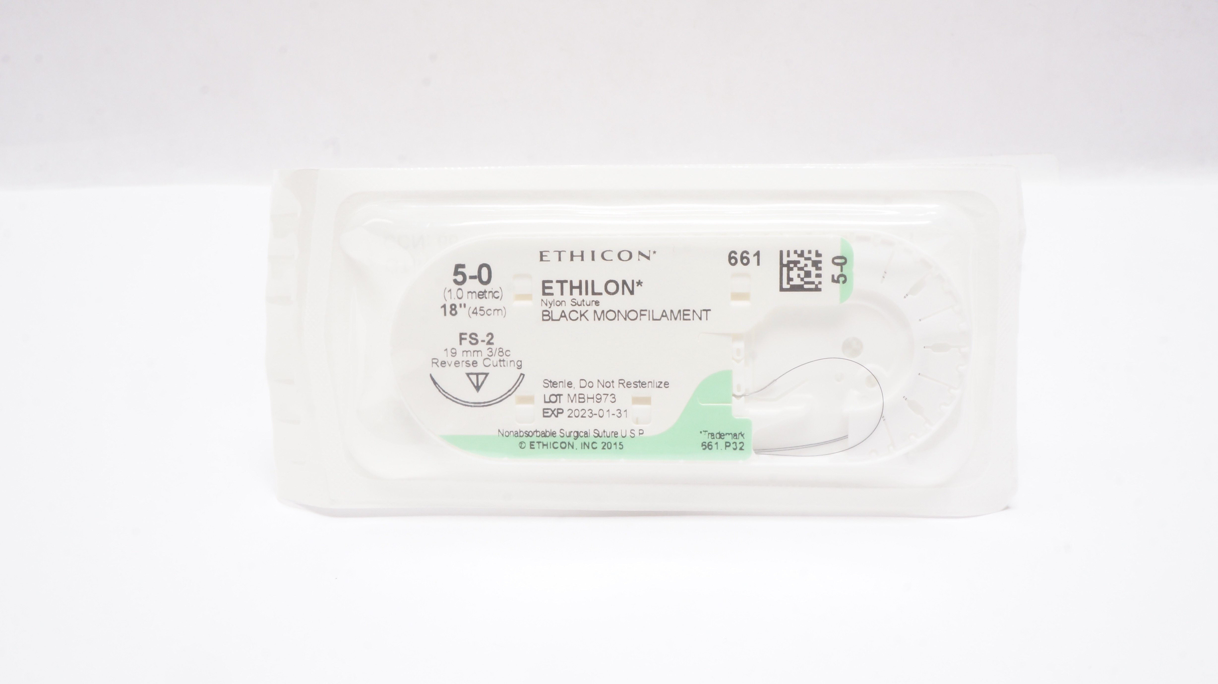 Ethicon 661 5-0 ETHILON, FS-2, 19mm 3/8c Reverse Cutting, 18inch (x)