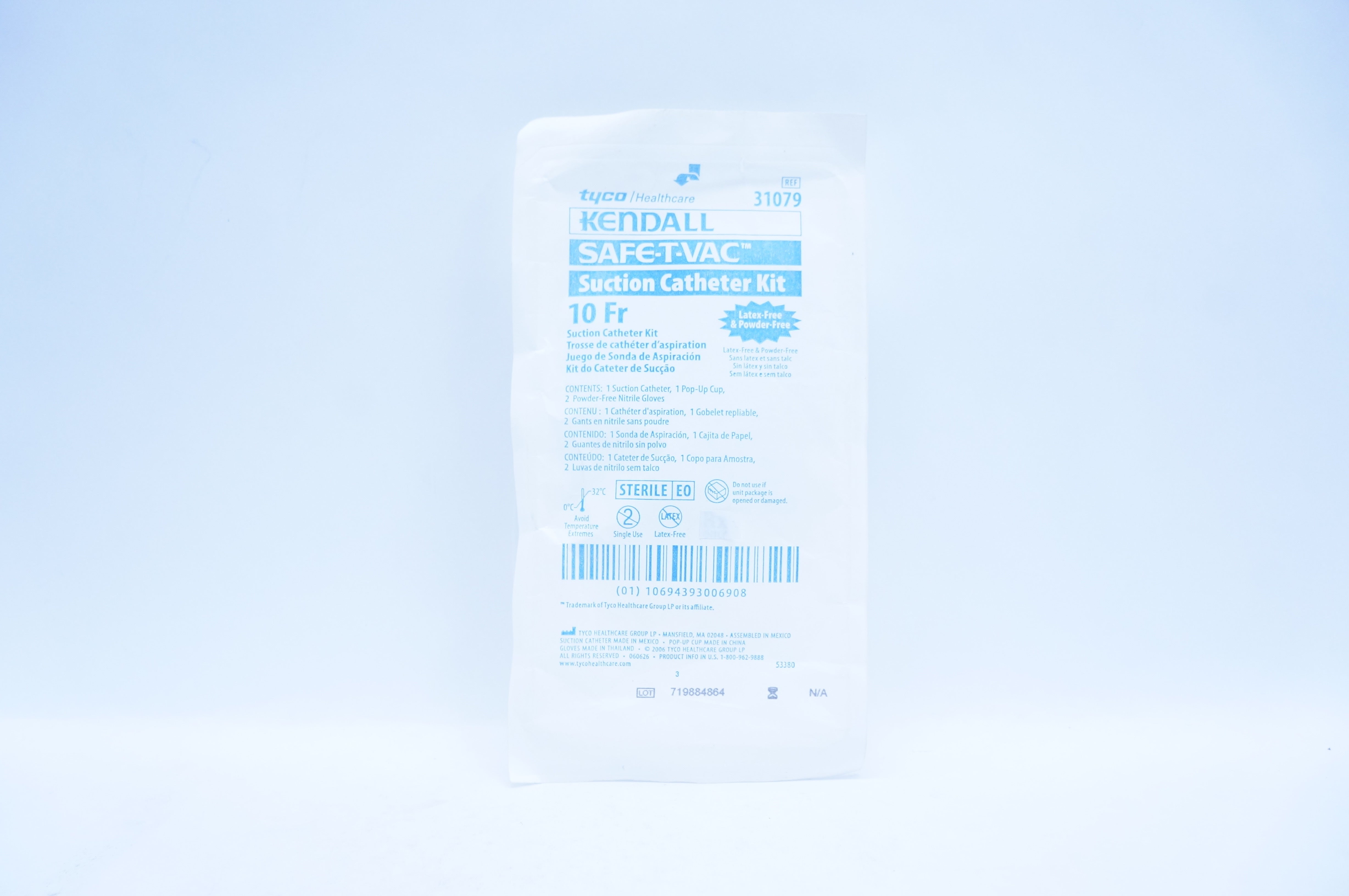 Tyco Healthcare 31079 Kendall Safe-T-Vac Suction Cath. Kit 10Fr.