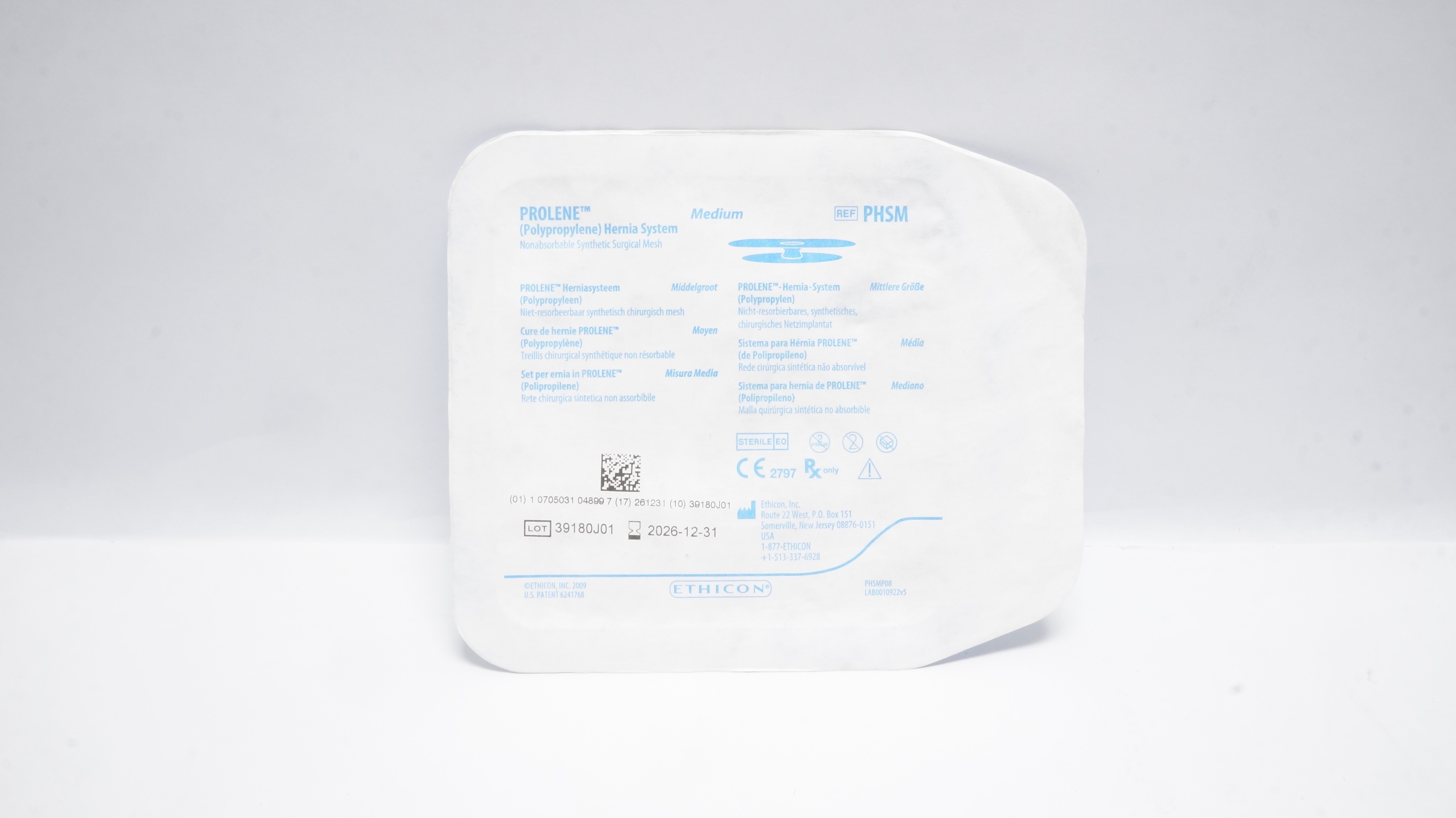 Ethicon PHSM Prolene Hernia System Nonabsorbable Surgical Mesh, Medium