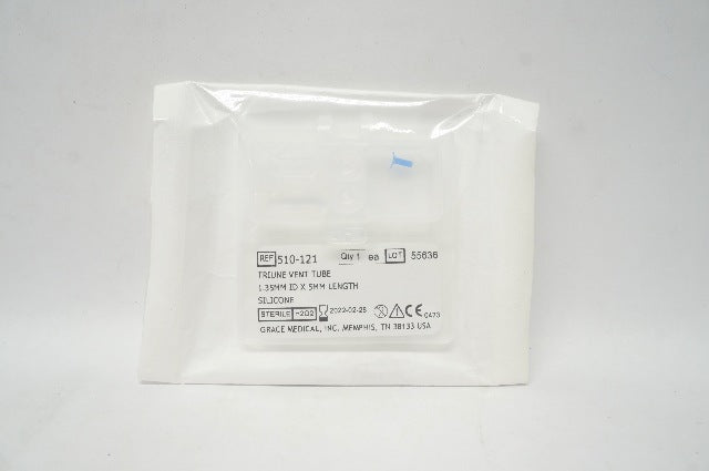 Grace Medical 510-121 Triune Vent Tube 1.35mm ID x 5mm Length Silicone (x)