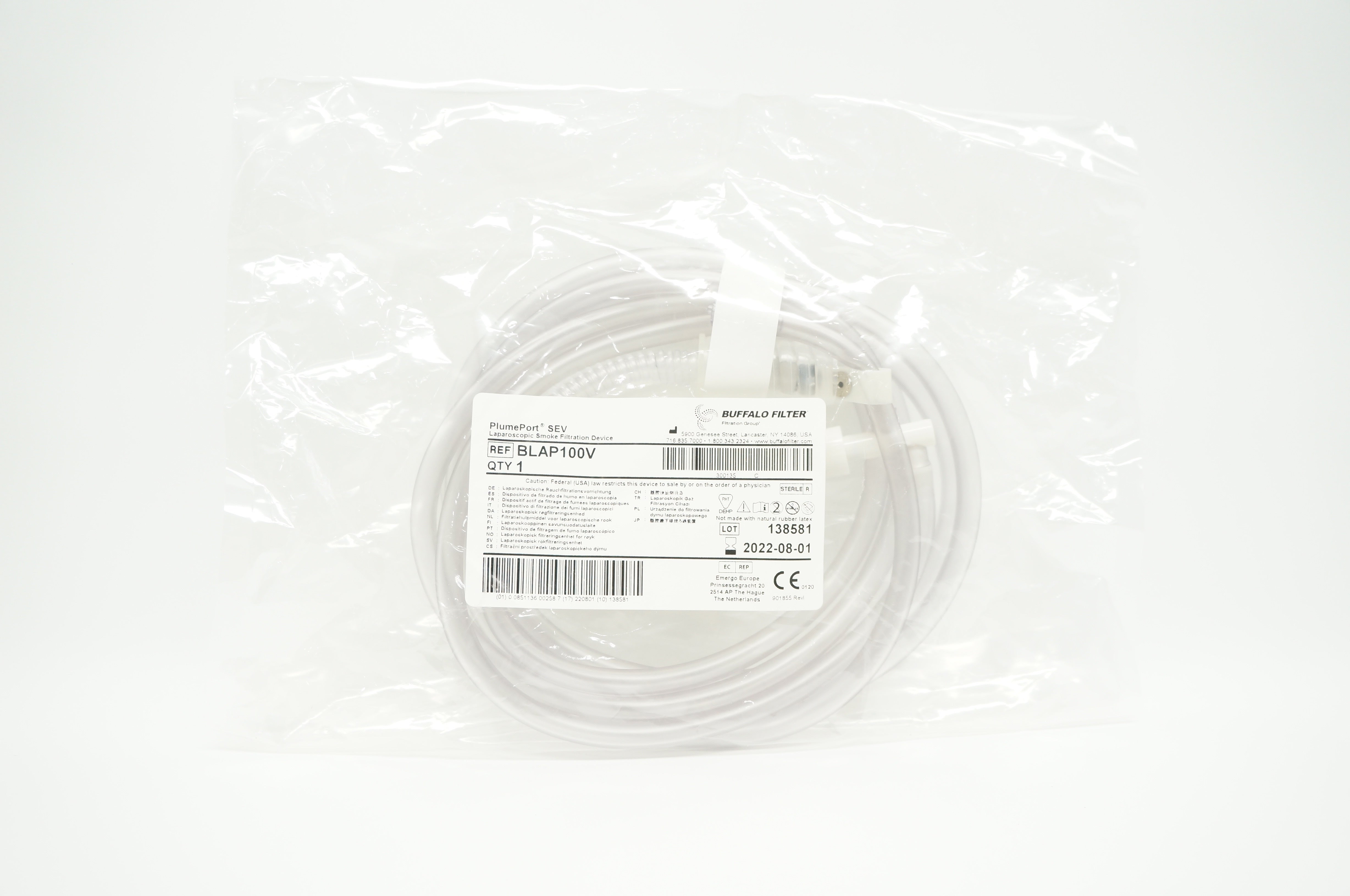 Buffalo Filter BLAP100V PlumePort SEV Laparoscopic Smoke Filtration Device