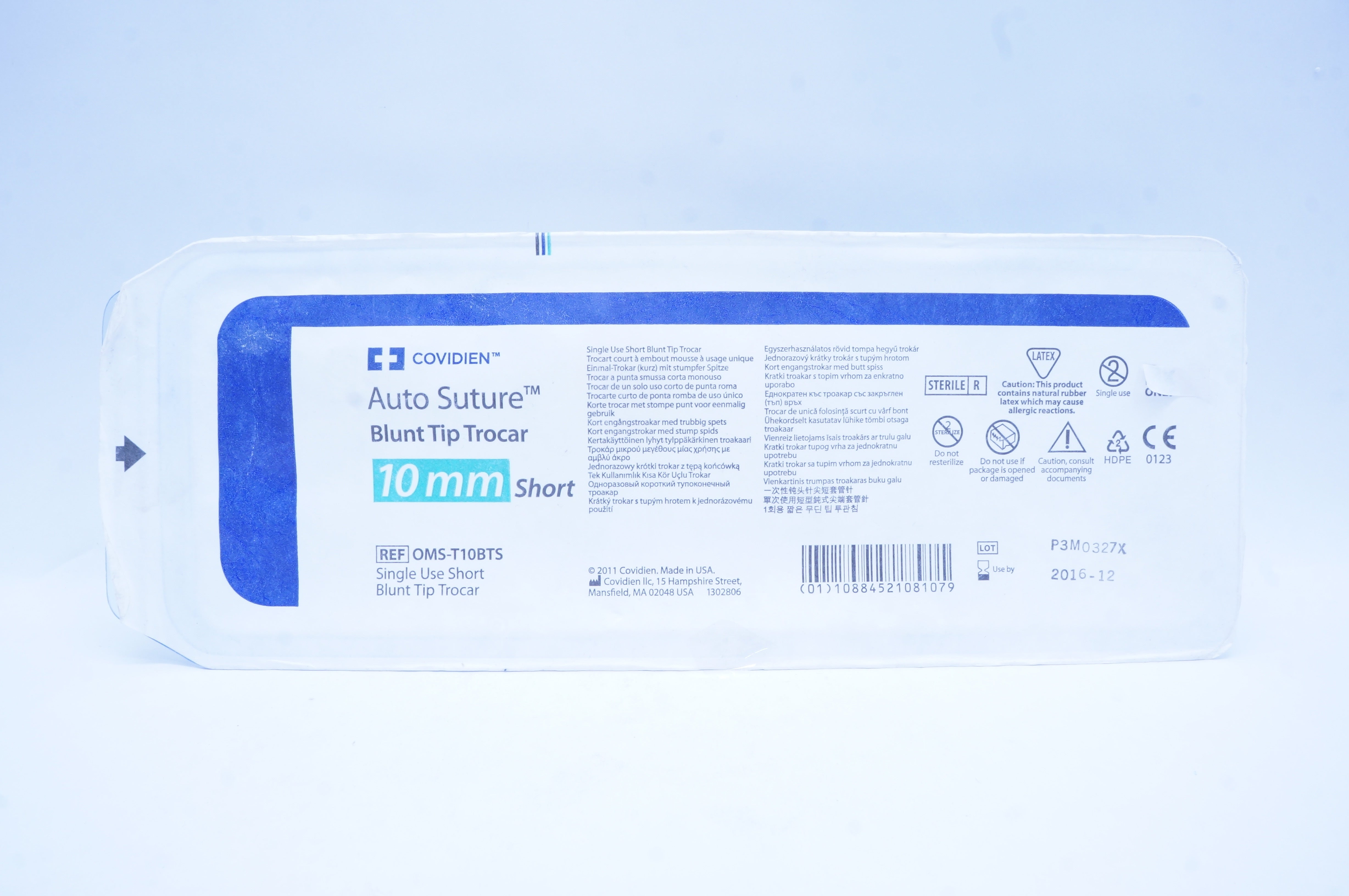 Covidien OMS-T10BTS Auto Stre. Blunt Tip Trocar, Short 10mm (x)