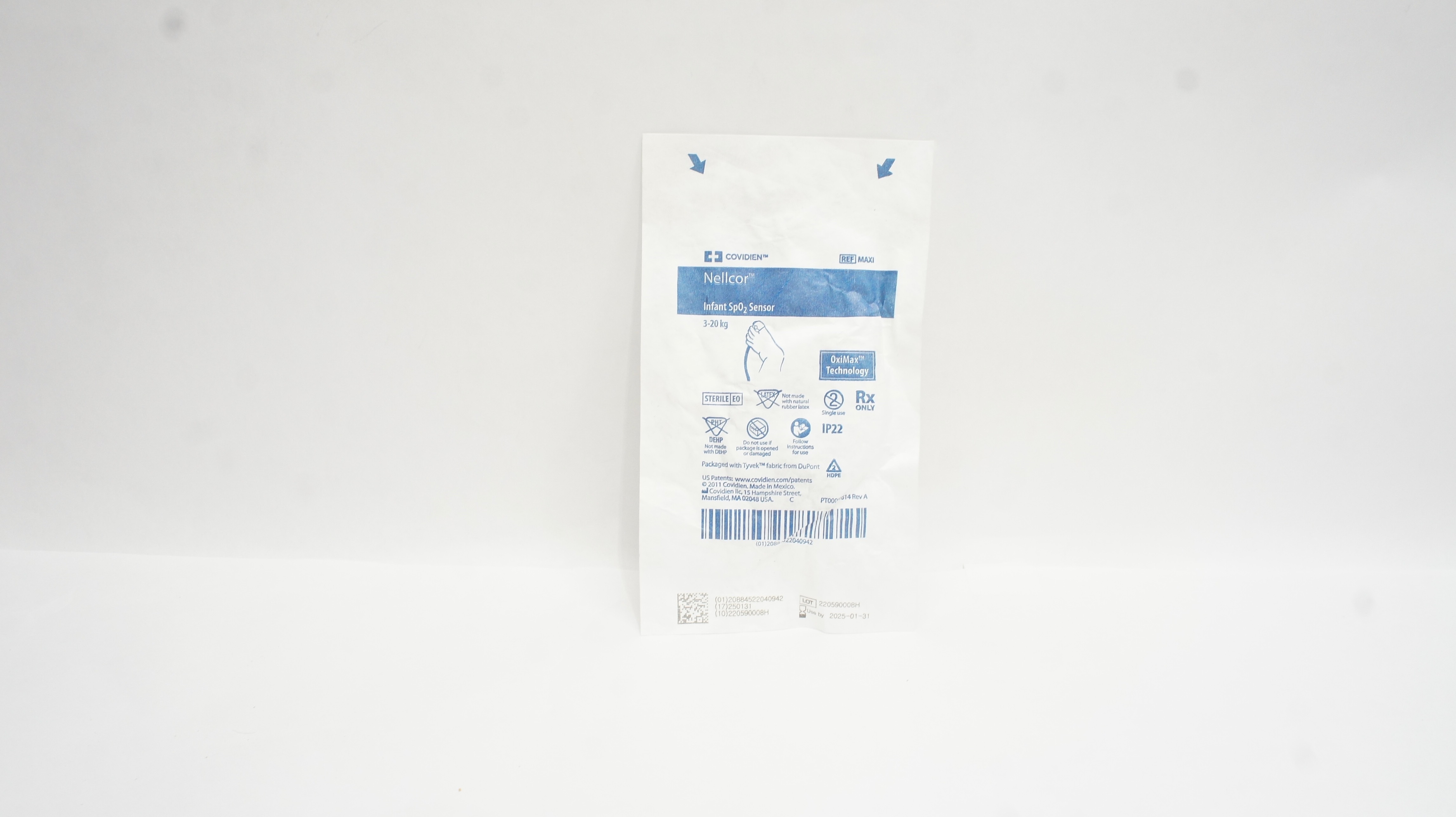 Covidien MAXI Nellcor Infant SpO2 Sensor OxiMax Technology 3-20kg