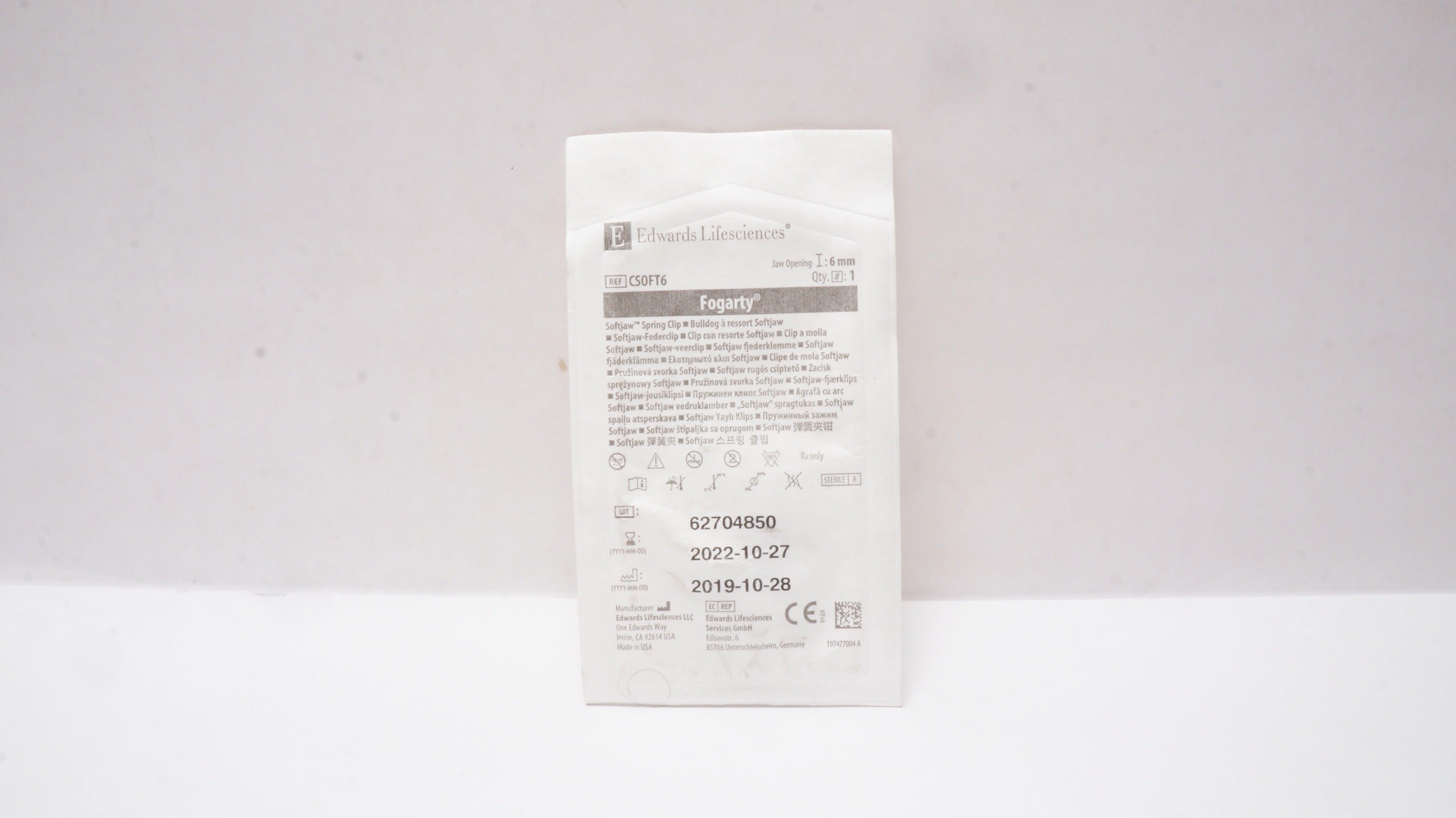 Edwards Lifesciences CS0FT6 Fogarty Softjaw Spring Clip 6mm (x)
