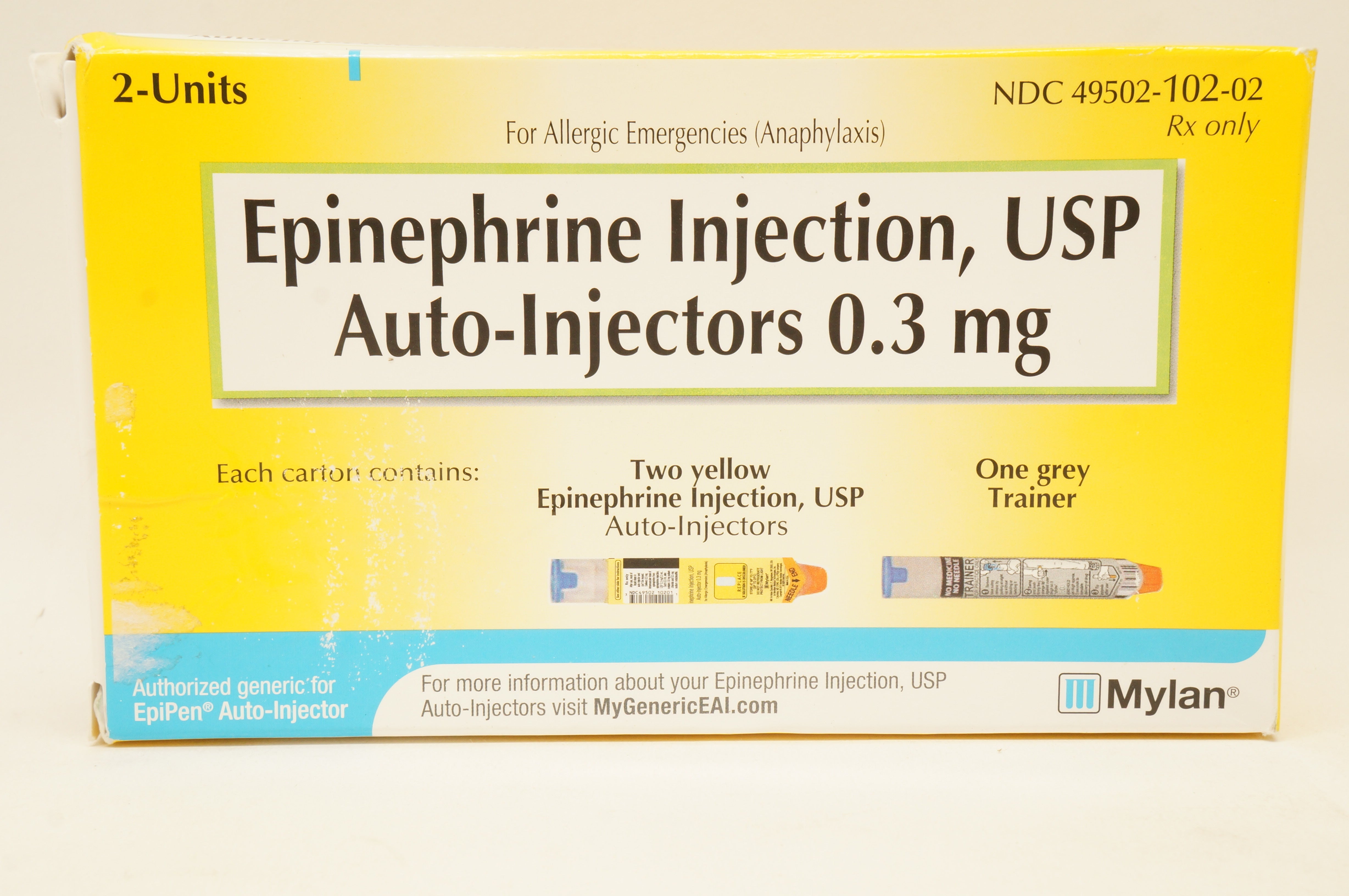 Mylan Epinephrine Injection, USP AutoInjector 0.3mg Pack of 2