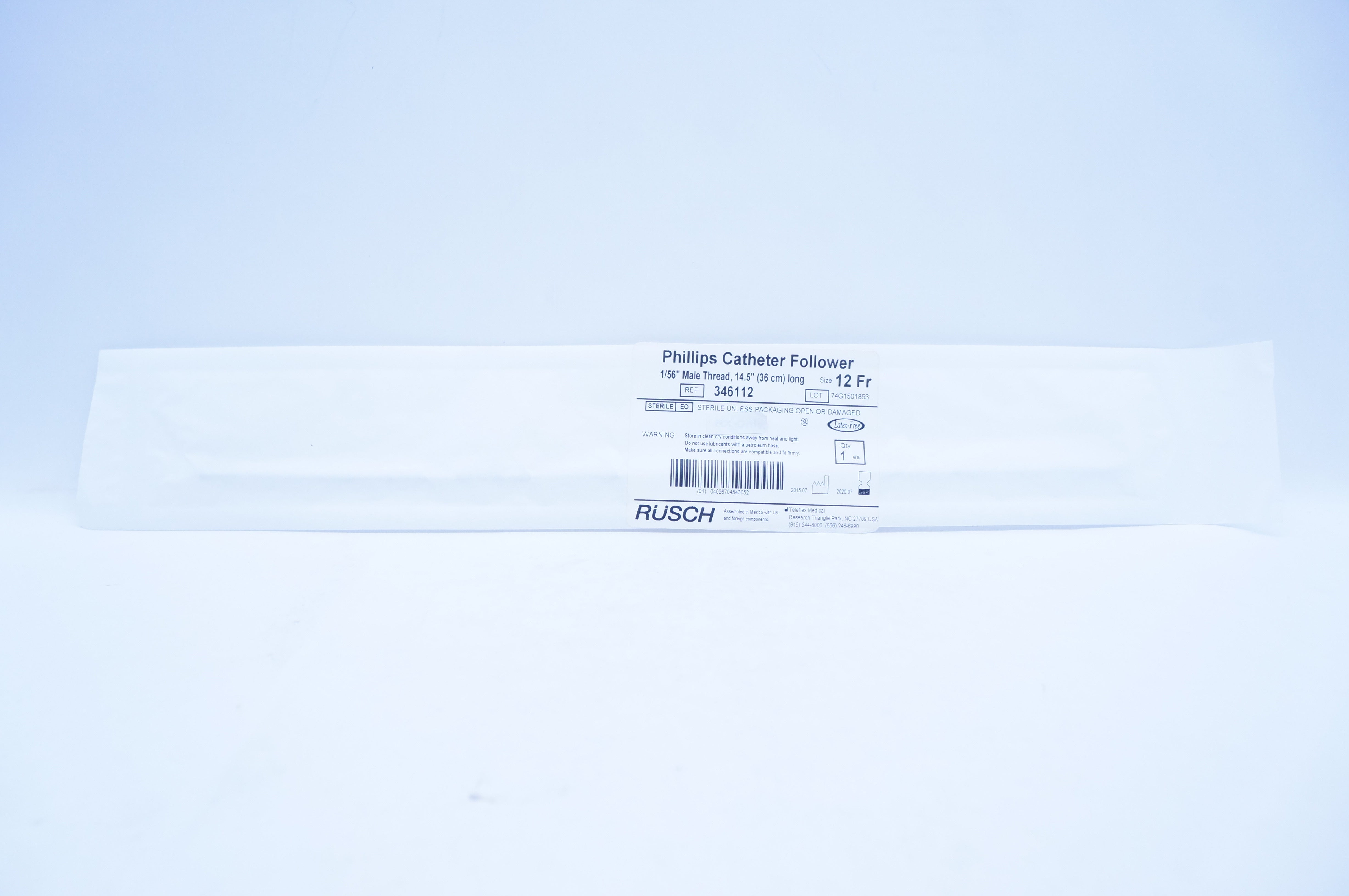 Teleflex 346112 Phillips Cath. Follower 1/56 inch x 14.5 inch, Size 12Fr (x)