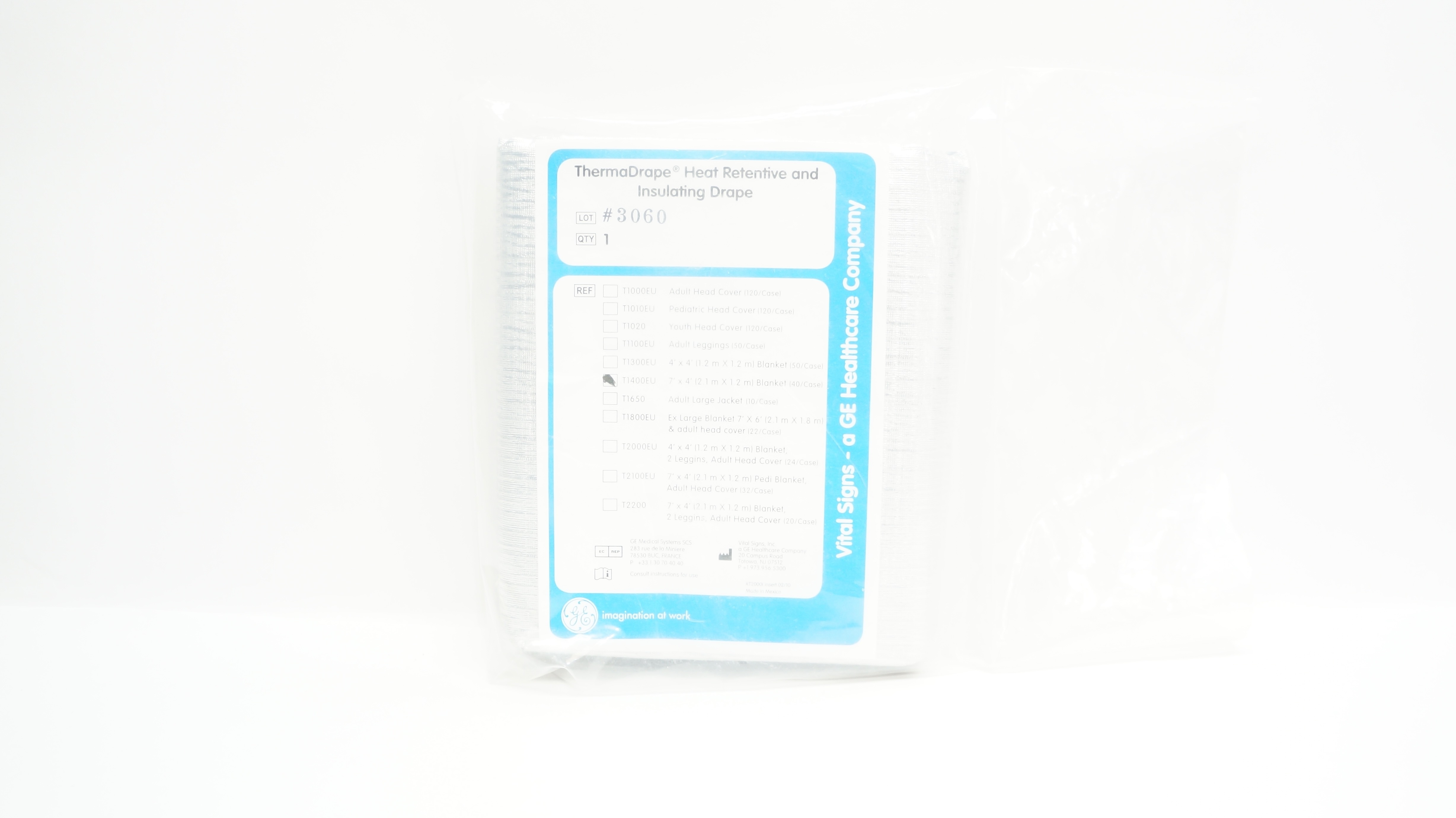 Vital Signs T1400S GE ThermaDrape Heat Retentive & Insulating Drape 7In x 4In