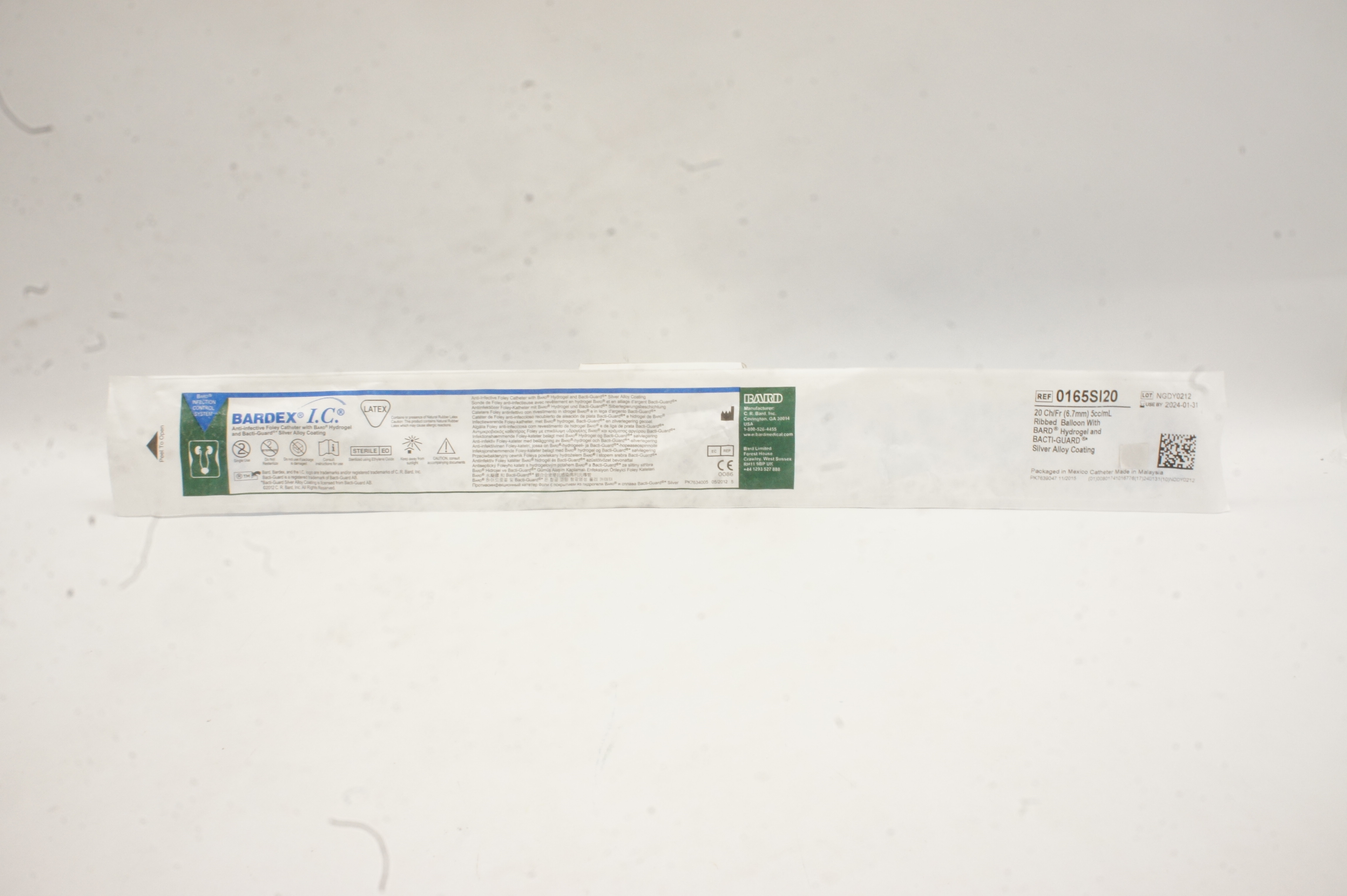 Bard 0165SI20 Bardex I.C. Aniti-Infective Foley Cath. 20Ch/Fr x 5cc/mL