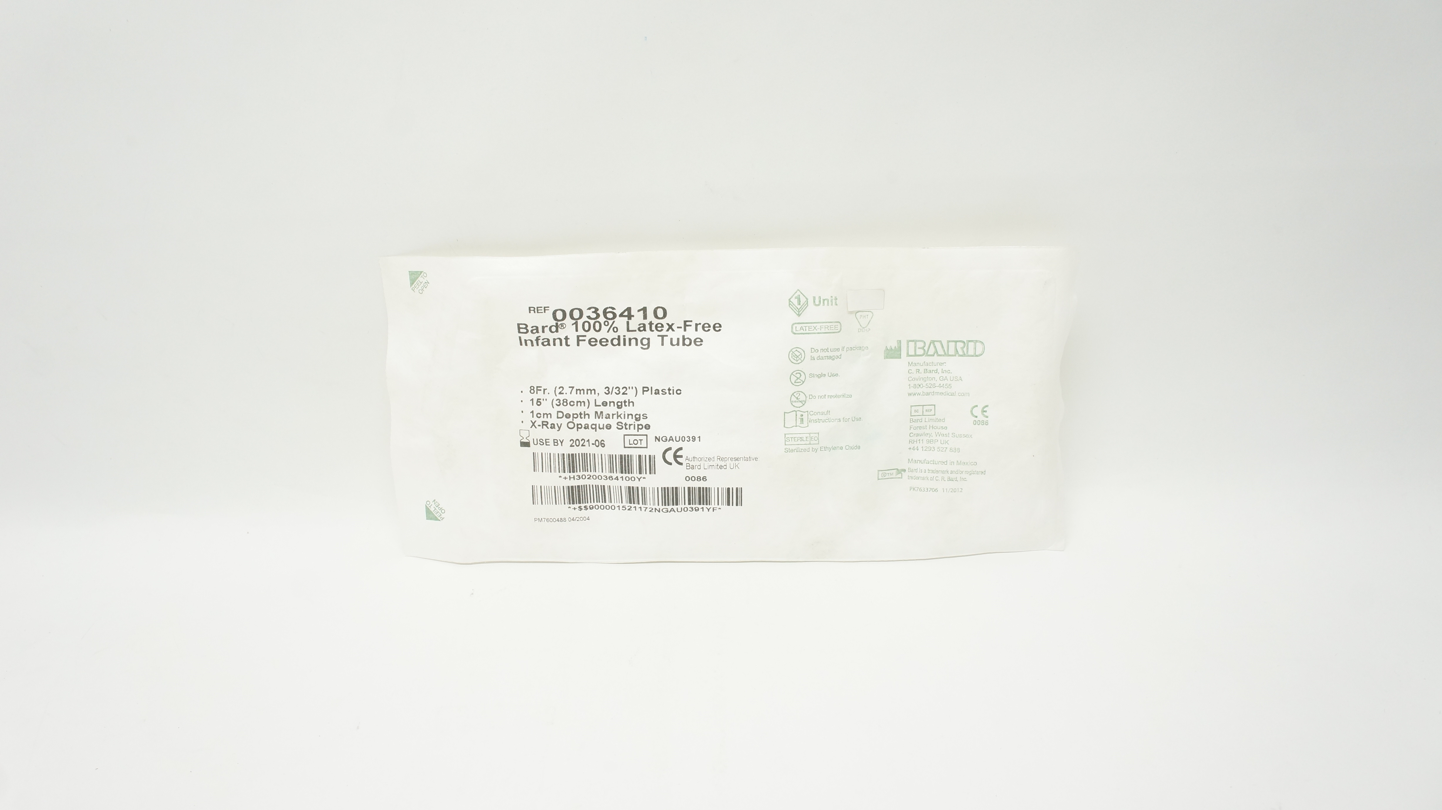 Bard 0036410 100% Latex-Free Infant Feeding Tube 8Fr x 15 inch (x)