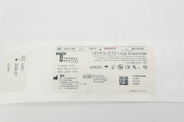 Thomas Medical LE-27-167 LEEP/LLETZ Loop Electrode 15 x 7mm Shaft Length 13mm(x)