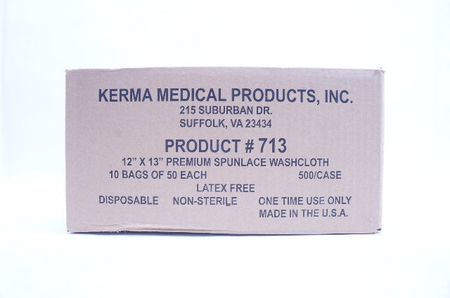 Kerma Medical Products 713 Premium Spunlace Washcloth 12 x 13in. - Case of 500